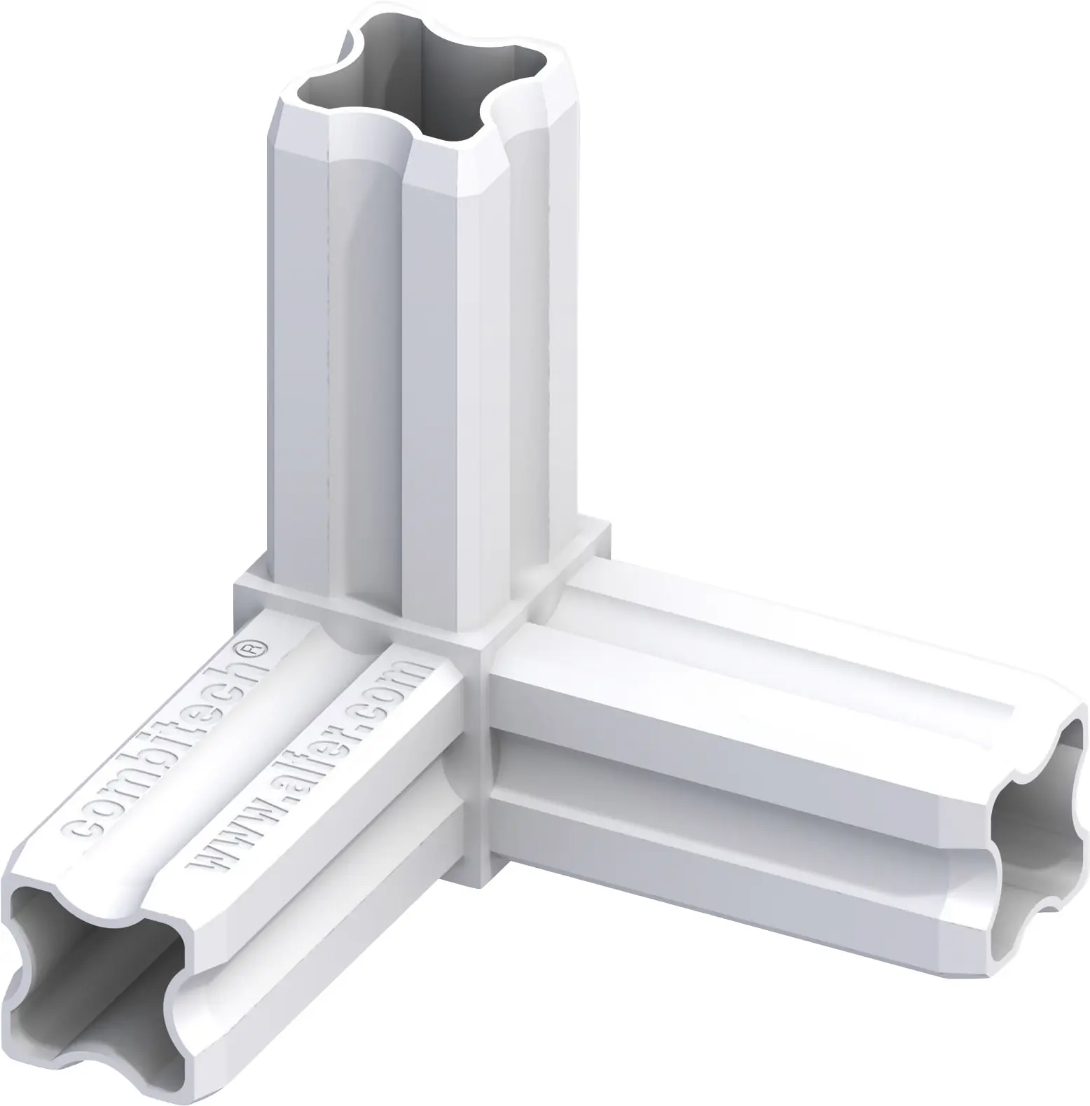 alfer Eck-Verbinder 90º, 3 Zapfen 23.5 mm 23.5 mm Kunststoff weiss