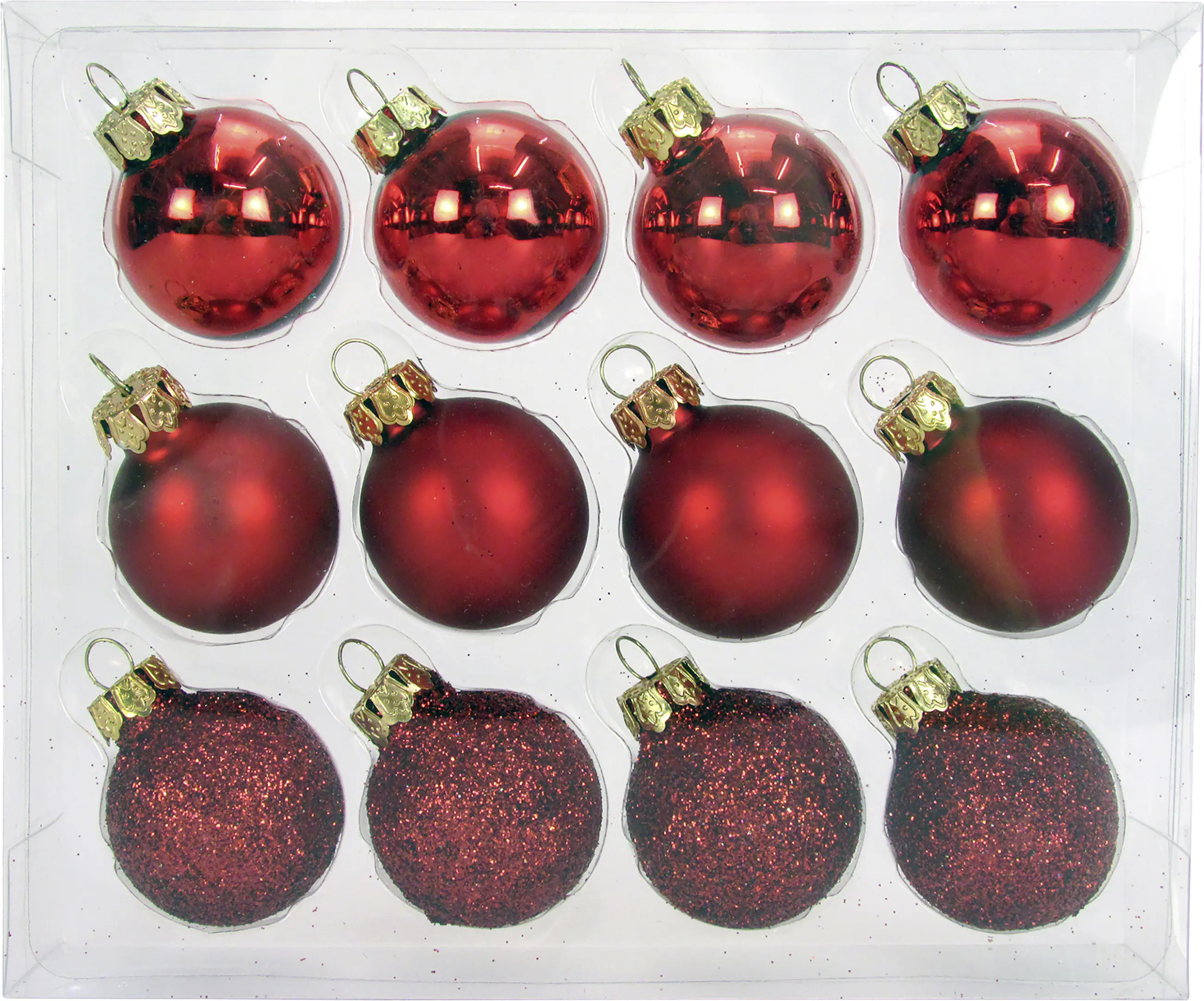 Weihnachtskugeln aus Glas Ø 3 cm rot glänzend 12 Stück