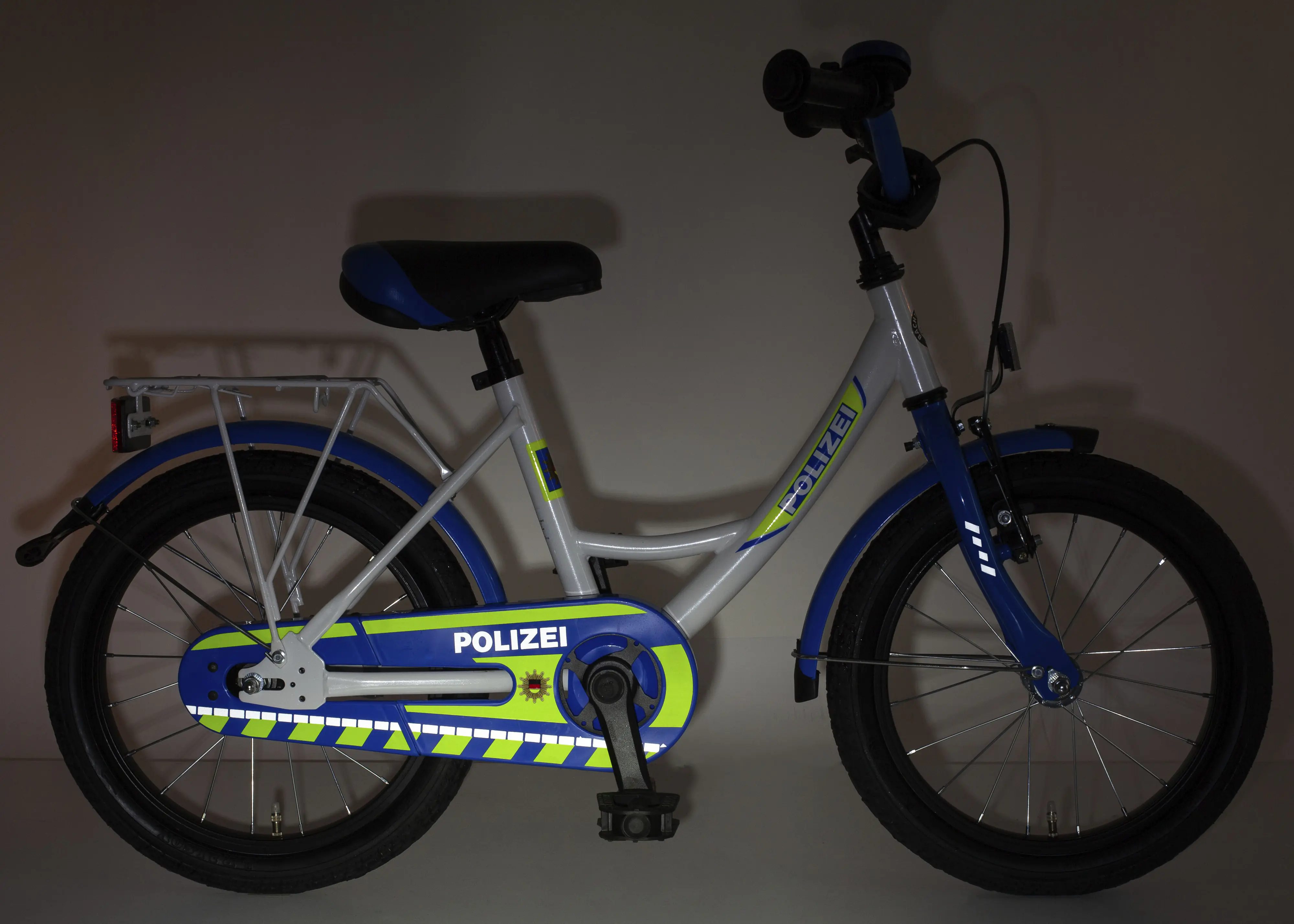 Bachtenkirch Kinderfahrrad Polizei 12 Zoll kristallweiß/blau/neon