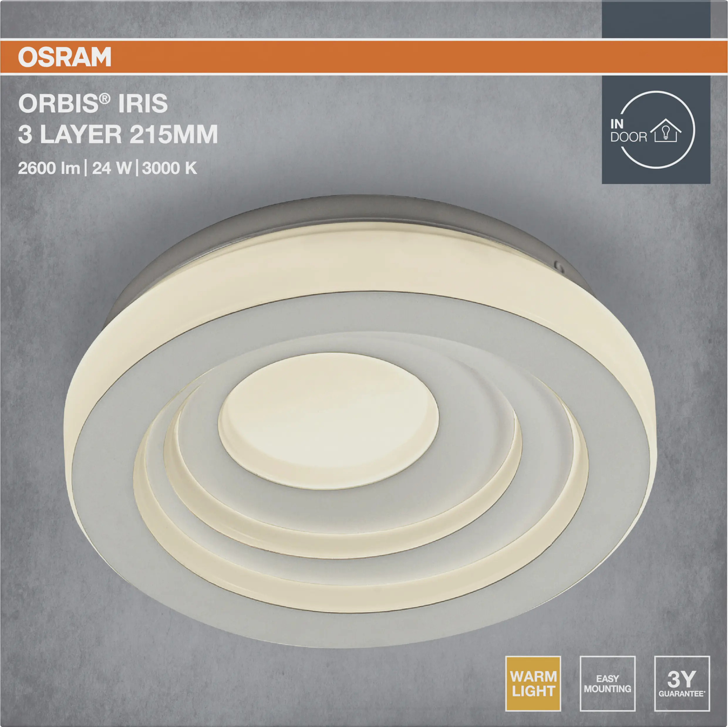 Osram LED-Deckenleuchte Orbis Iris Ø 21,5 cm 3Layer 24 W weiß warmweiß