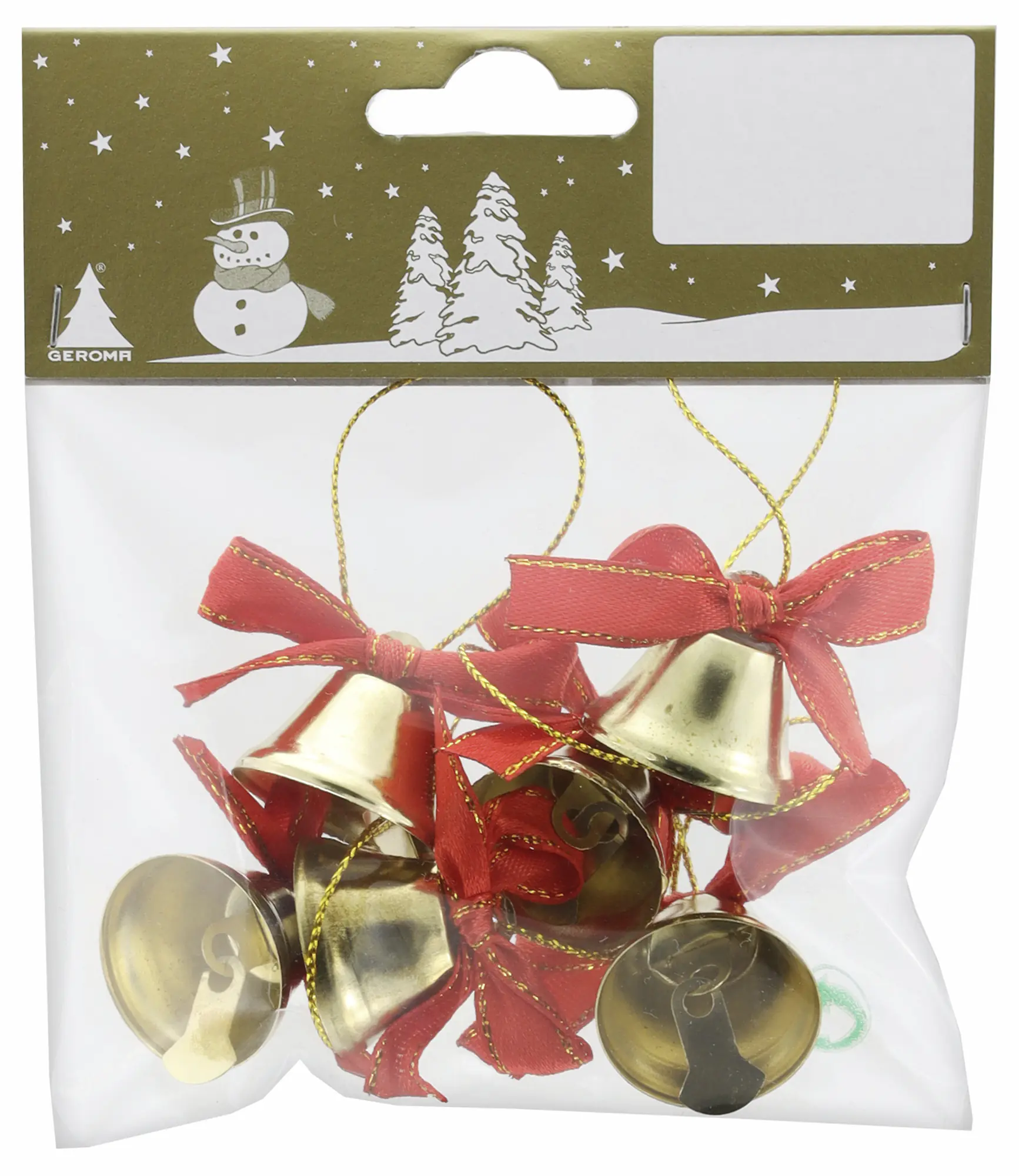 Dekoanhänger Metallglöckchen mit Schleife 2 cm gold rot 6 Stück