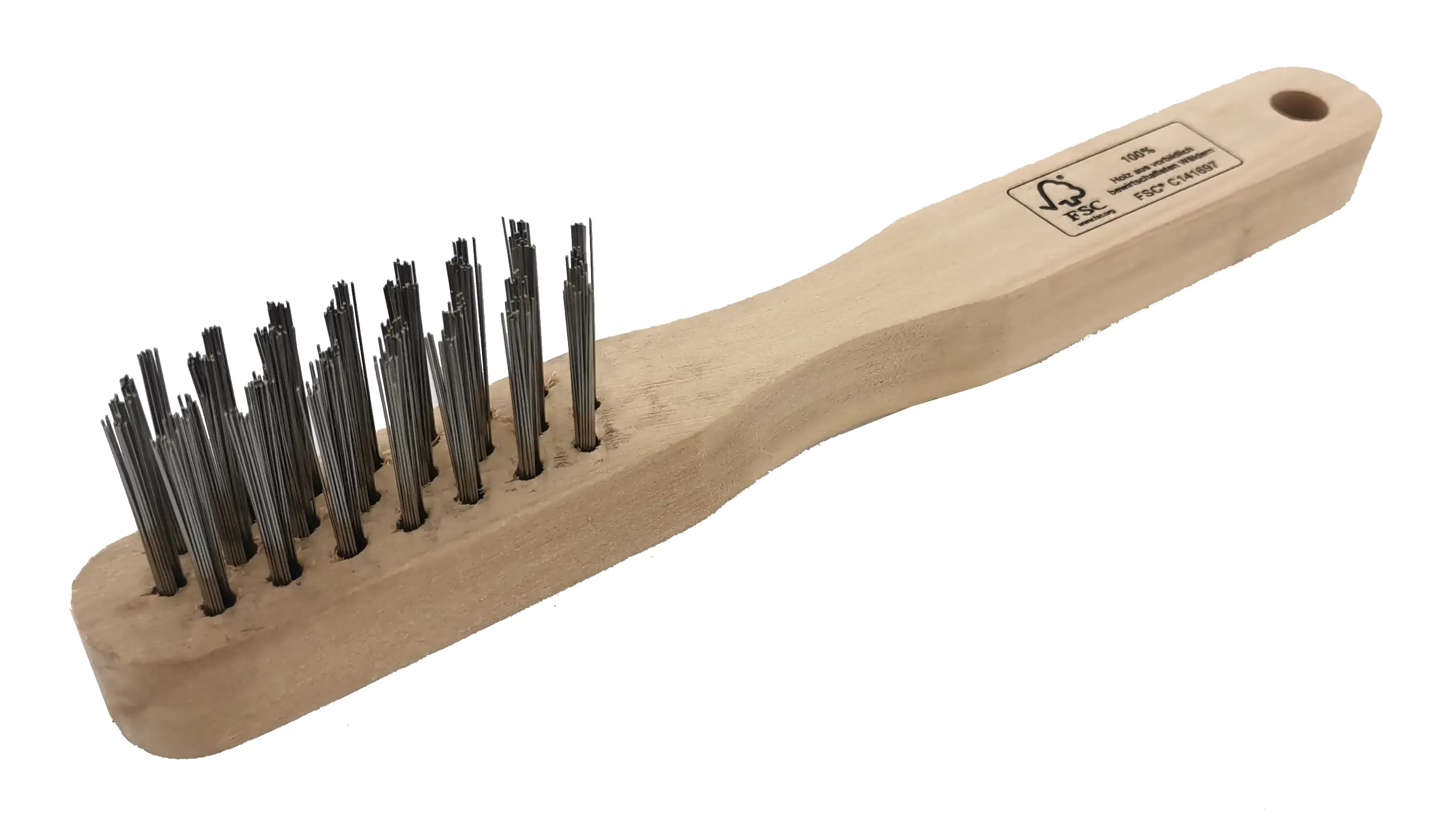 4333692043601_1 TrendLine Drahtbürste Edelstahl 3-reihig Holzgriff