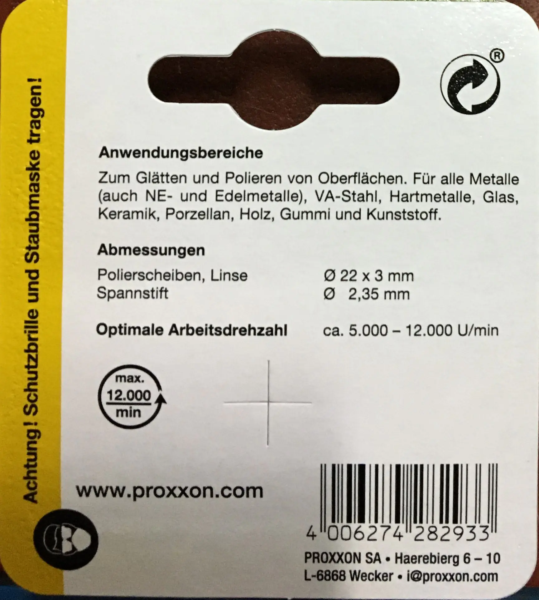 Proxxon Micromot Silikon-Polierscheibe Linse Ø 22 mm 10 Stück mit Träger