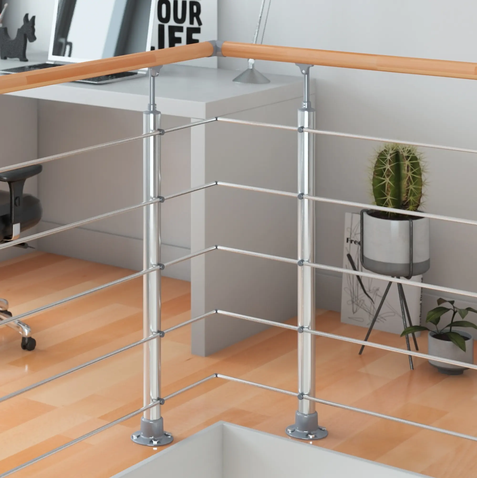 DOLLE Geländerset PS 030 Aluminium mit Buchehandlauf 150 cm