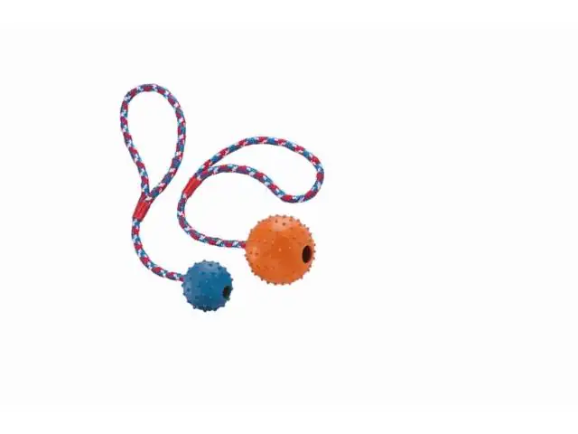 4033766690082 Nobby Vollgummi Ball mit Glocke und Seil 5 cm