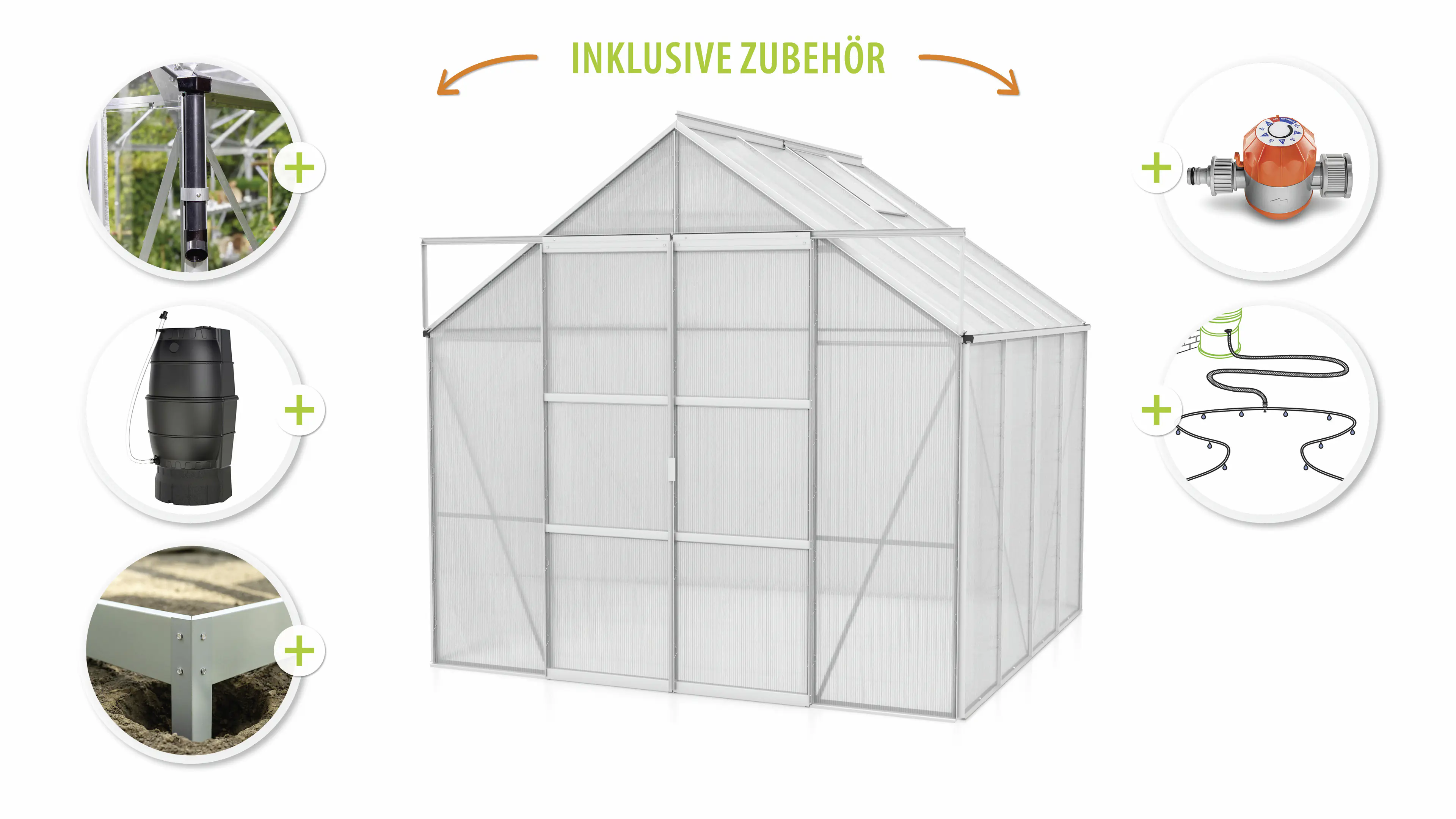 Vitavia Gewächshaus-Set Uranus 6700 HKP 4 mm alu 254 x 254 cm 