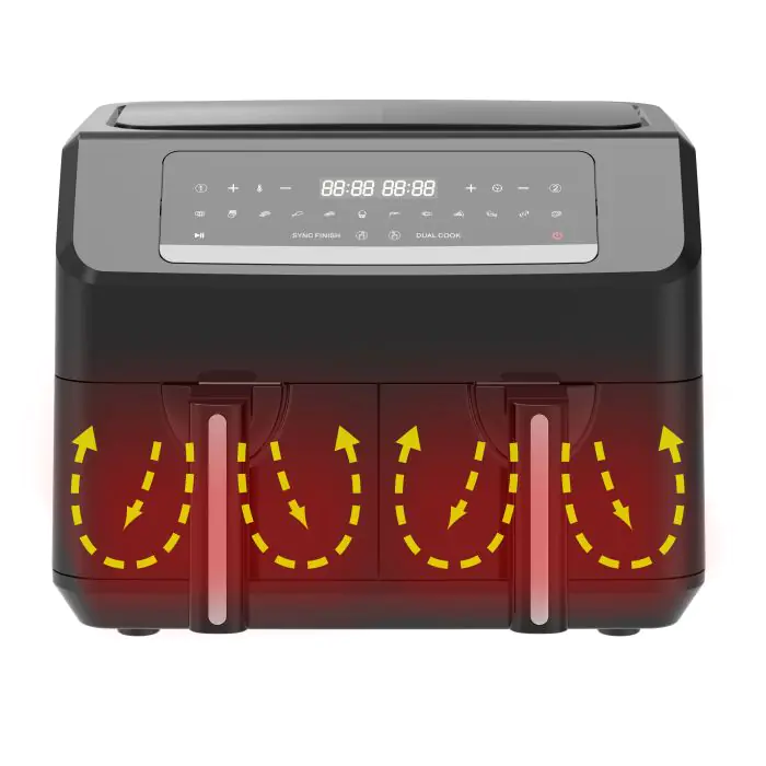 Emerio Doppel-Heißluftfritteuse AF-130376.1, 2x 3,6 L, 2400 Watt