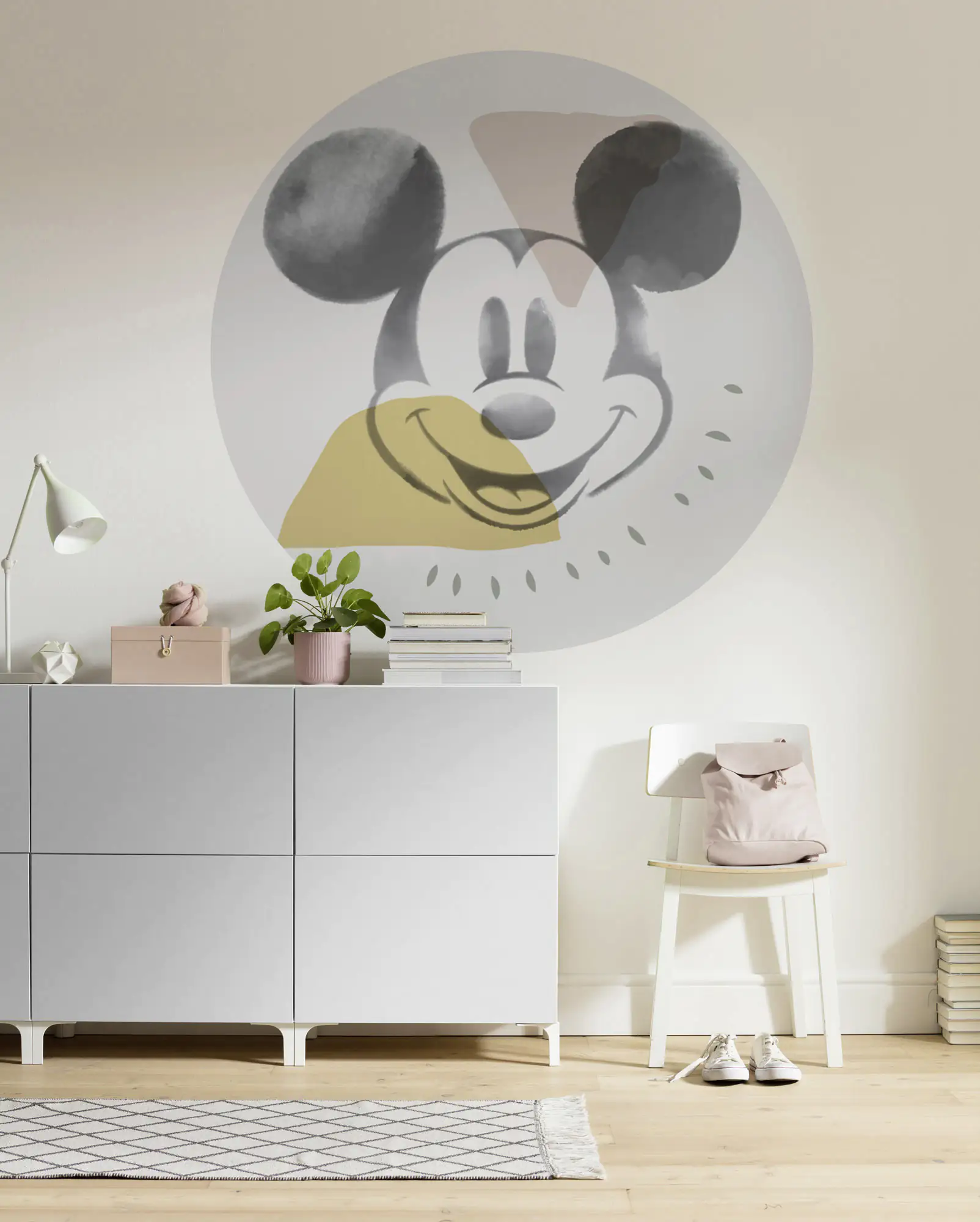 Komar Vlies Fototapete Dot Mickey Abstract Ø 128 cm, selbstklebend