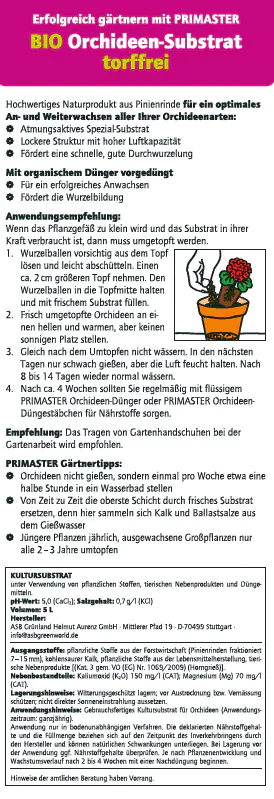 Primaster Bio Orchideensubstrat torffrei 5 L Primaster Bio Orchideensubstrat torffrei 5 L