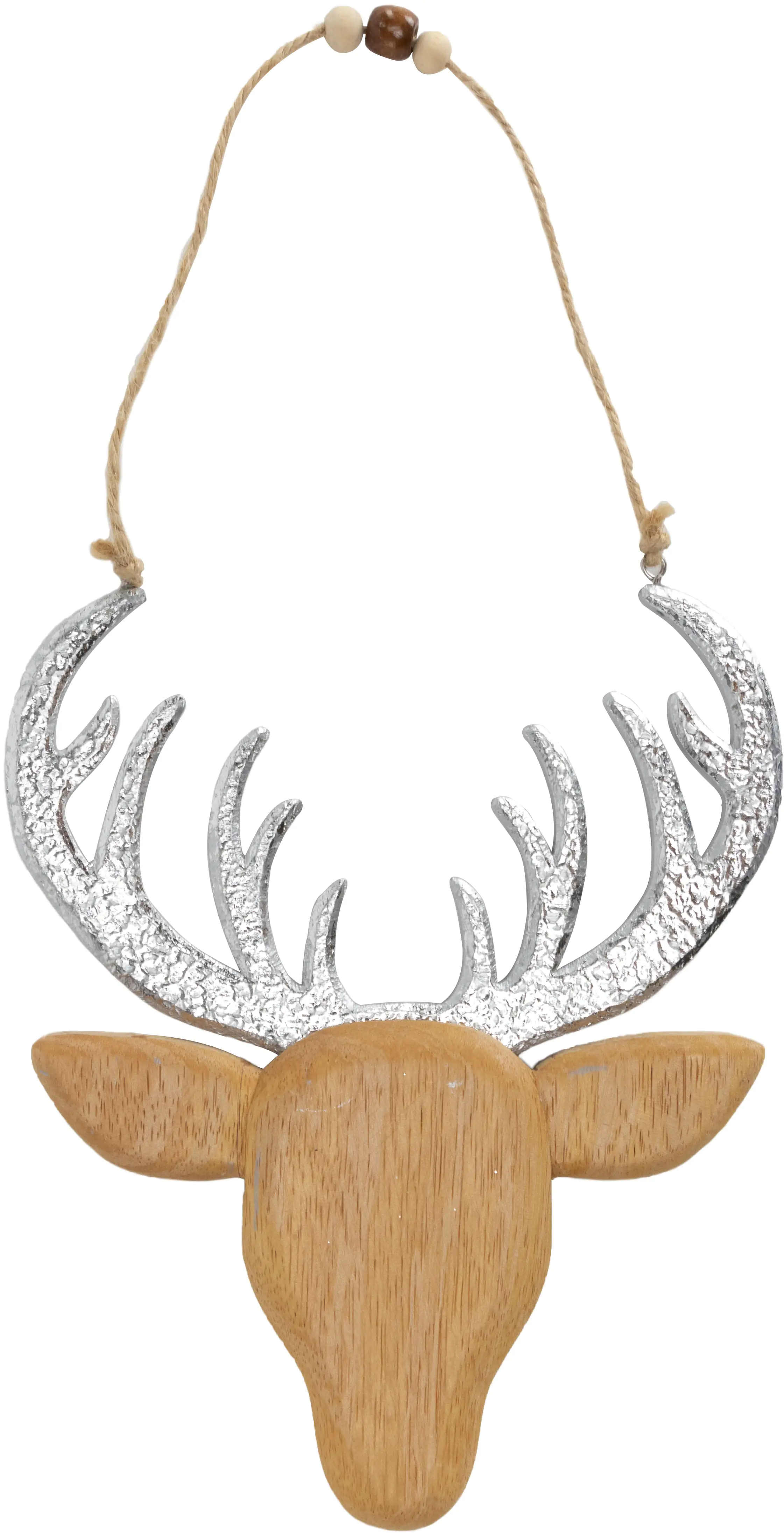 4333692393010_01 TrendLine Weihnachtsaufhänger Holz Rentierkopf 36 x 18 cm natur-silber