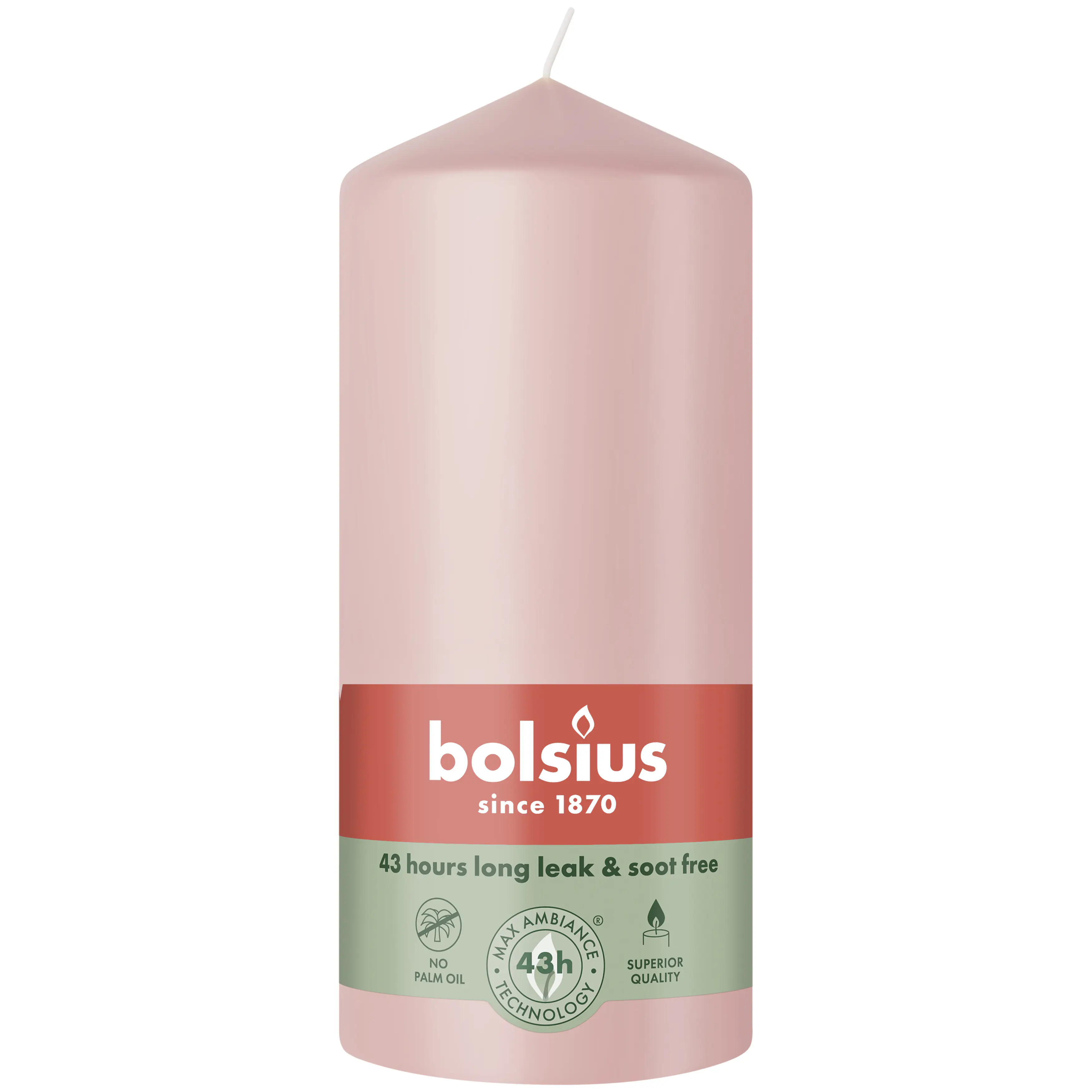Bolsius Stumpenkerze rosa 13 cm Ø 6,8 cm 