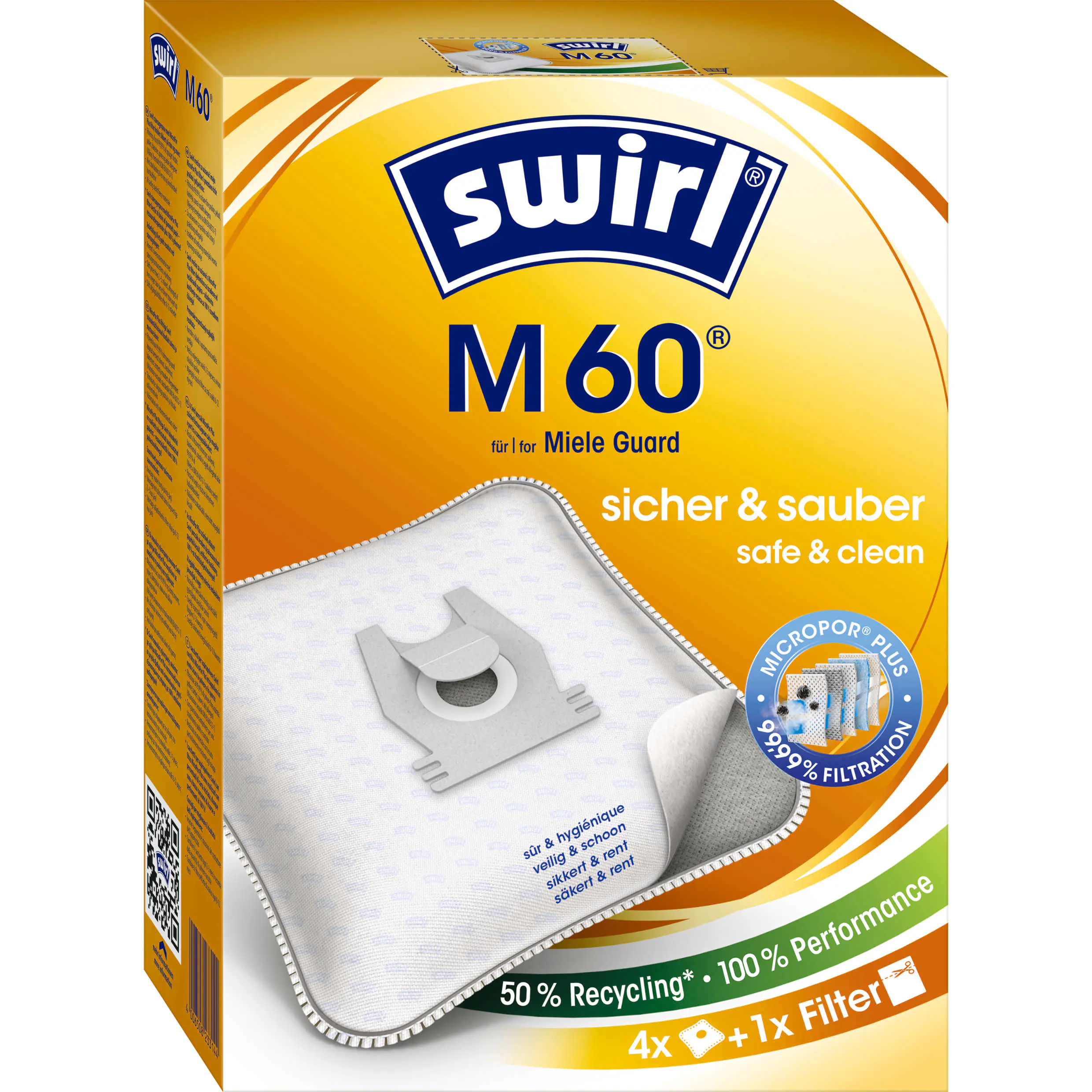 Swirl M 60 EcoPor Staubsaugerbeutel 4 Staubbeutel + 1 Filter