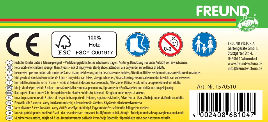 Freund Victoria Kinderspitzschaufel 75 cm Stiel