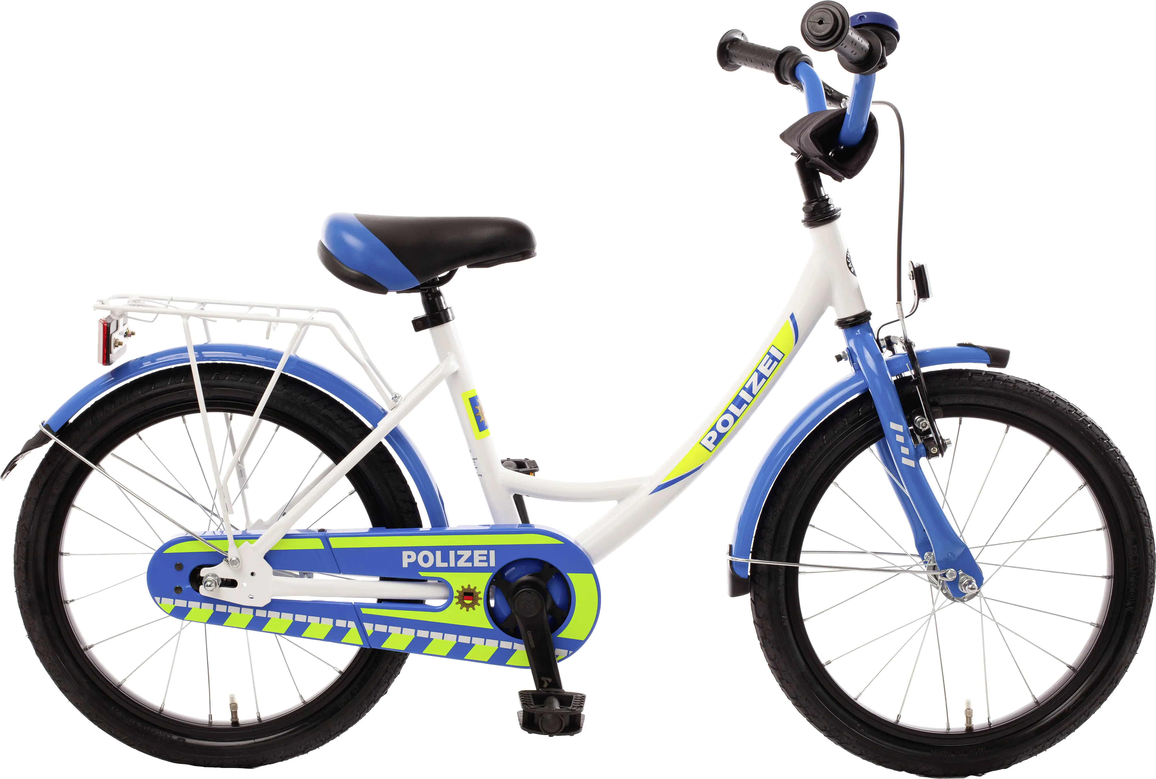 Bachtenkirch Kinderfahrrad Polizei 18 Zoll kristall-weiß/blau/neon