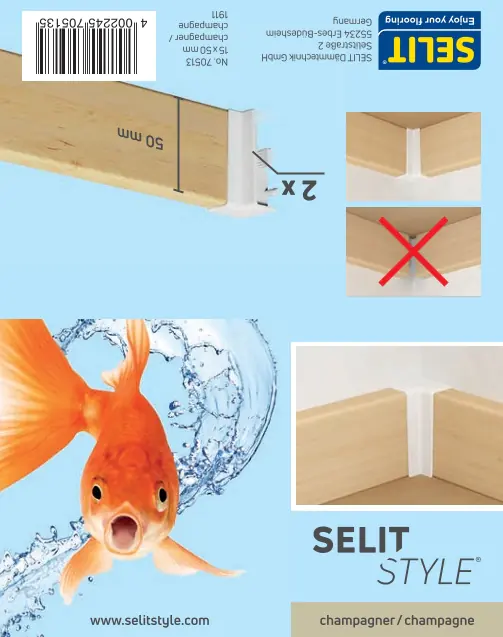 SELITSTYLE Innenecke champagner Höhe 50 mm