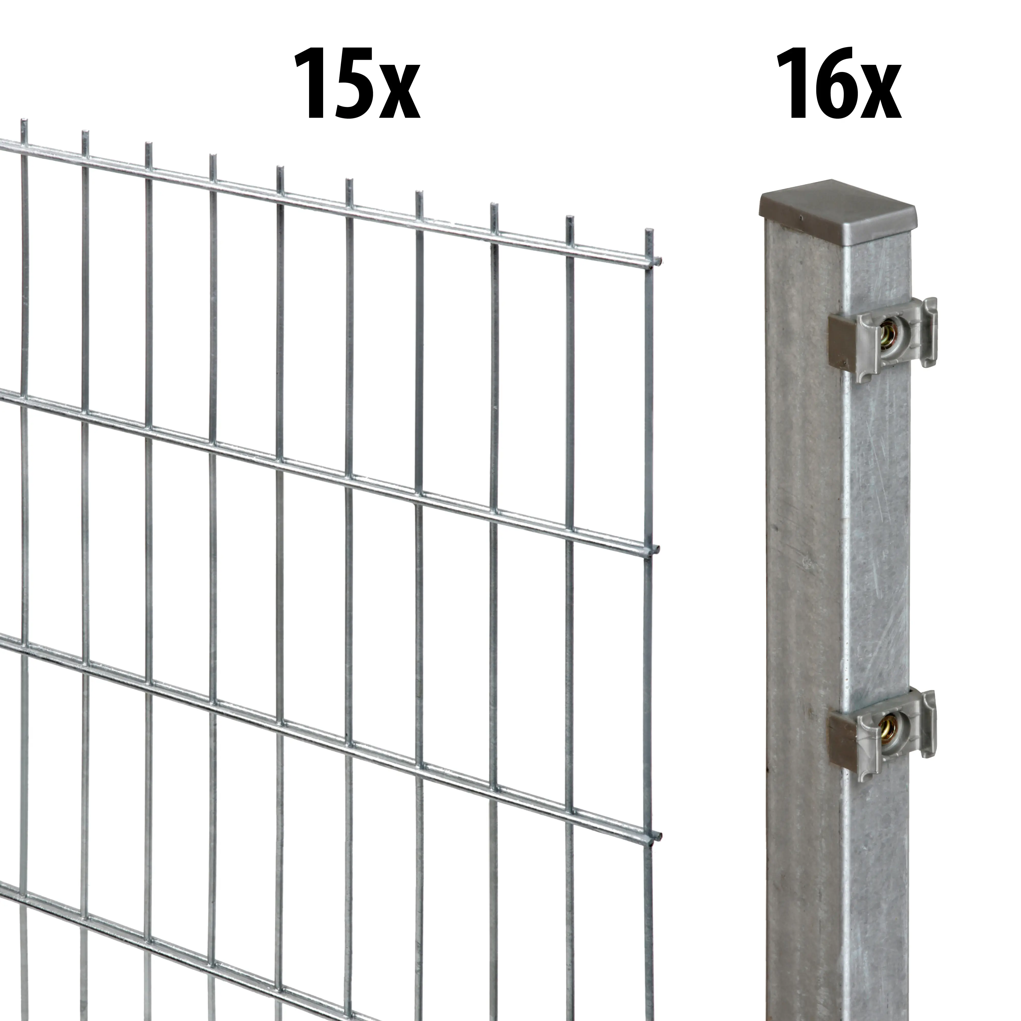 Floraworld Doppelstabmatten-Zaun Set Comfort 30 m 201 x 183 cm inkl. 16 Pfosten 240 cm feuerverzinkt