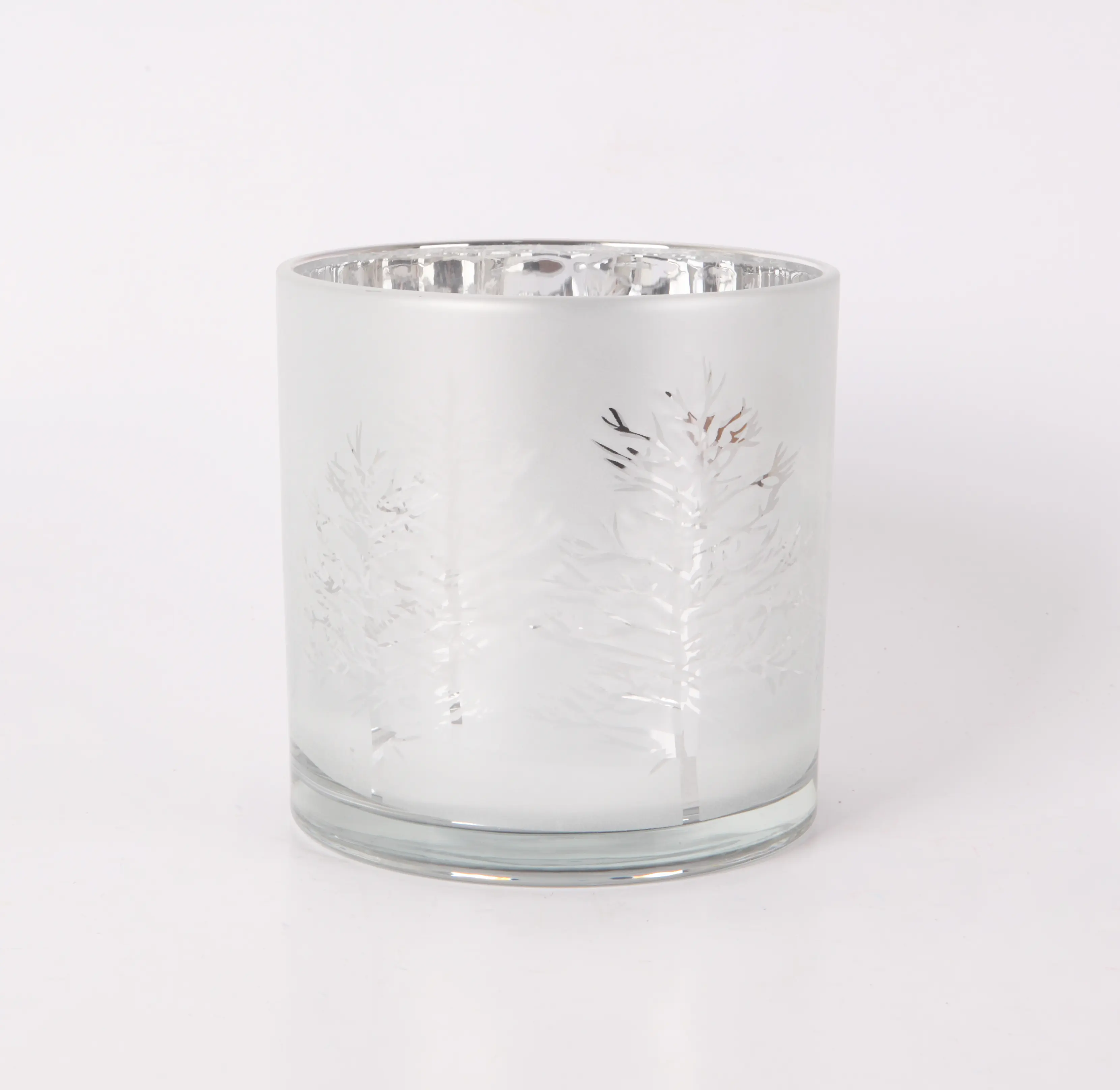Windlicht Baum Glas Ø 15 x 15 cm silber weiß Windlicht Baum Glas Ø 15 x 15 cm silber weiß