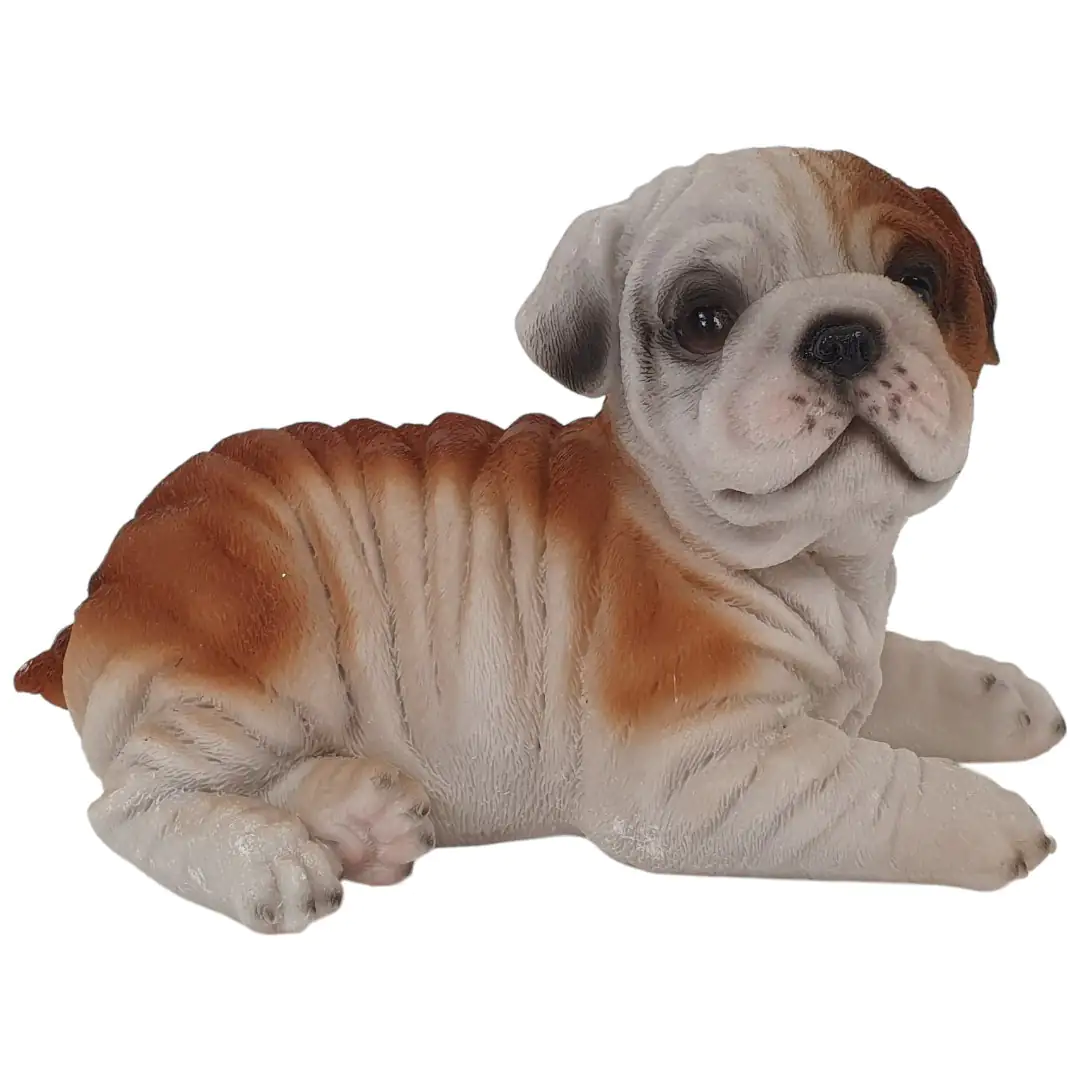 Dekofigur Bulldogge liegend 19 x 12 x 10,5 cm braun weiß