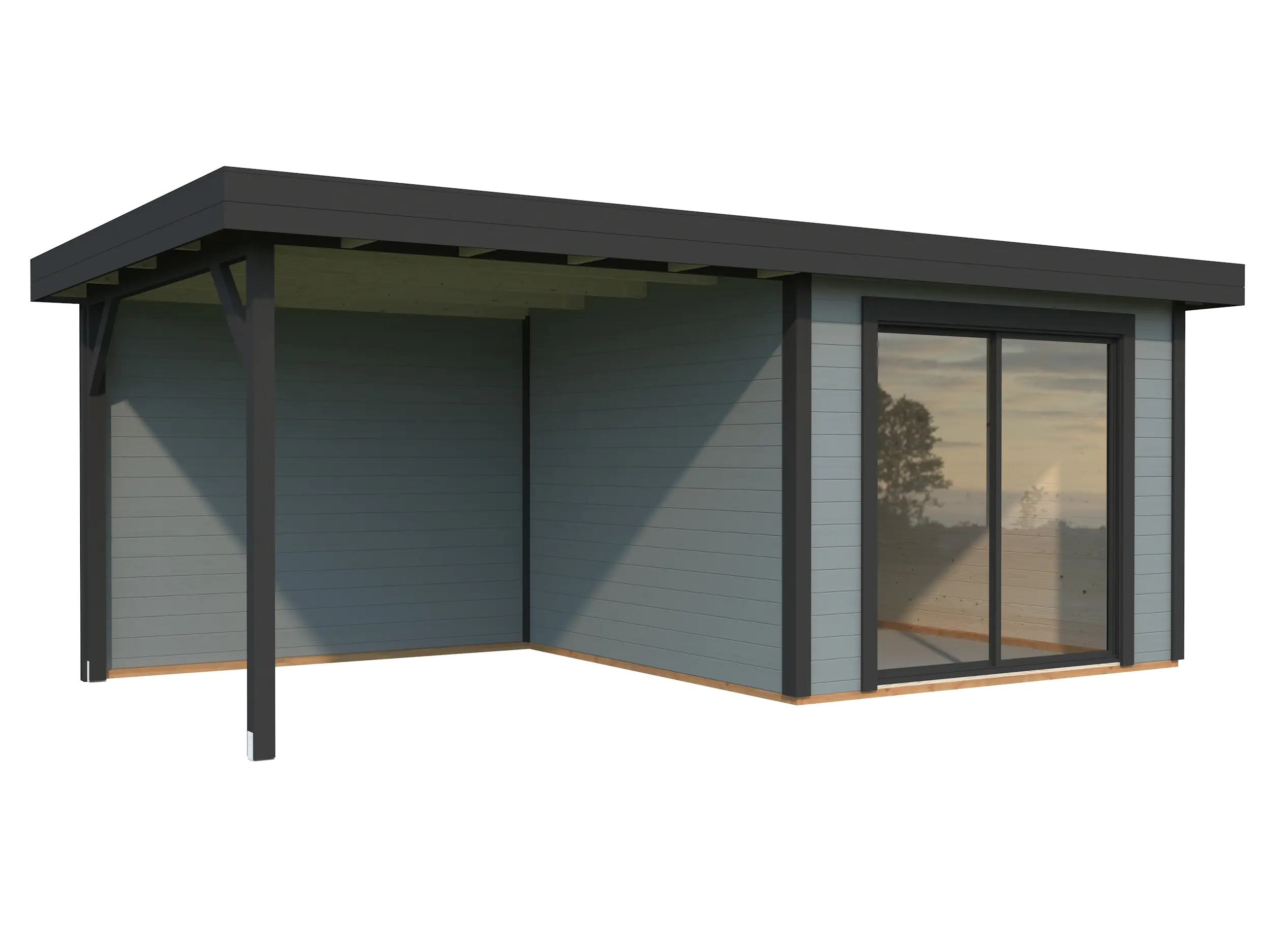 Palmako Gartenhaus Lydia 285 x 563 cm mit Glasschiebetüren grau lackiert Palmako Gartenhaus Lydia 285 x 563 cm mit Glasschiebetüren grau lackiert