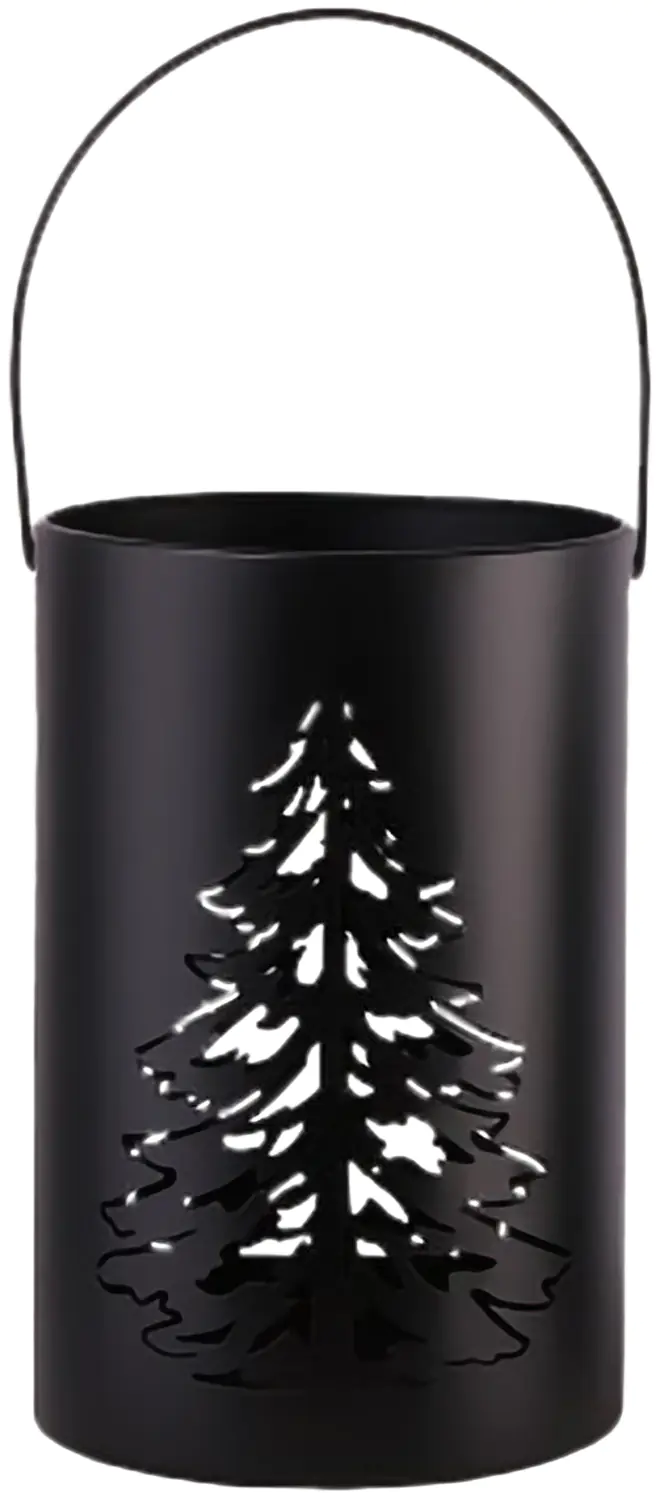 TrendLine Deko Eisen Windlicht Laterne Tannenbaum Ø 23 x 15 cm schwarz