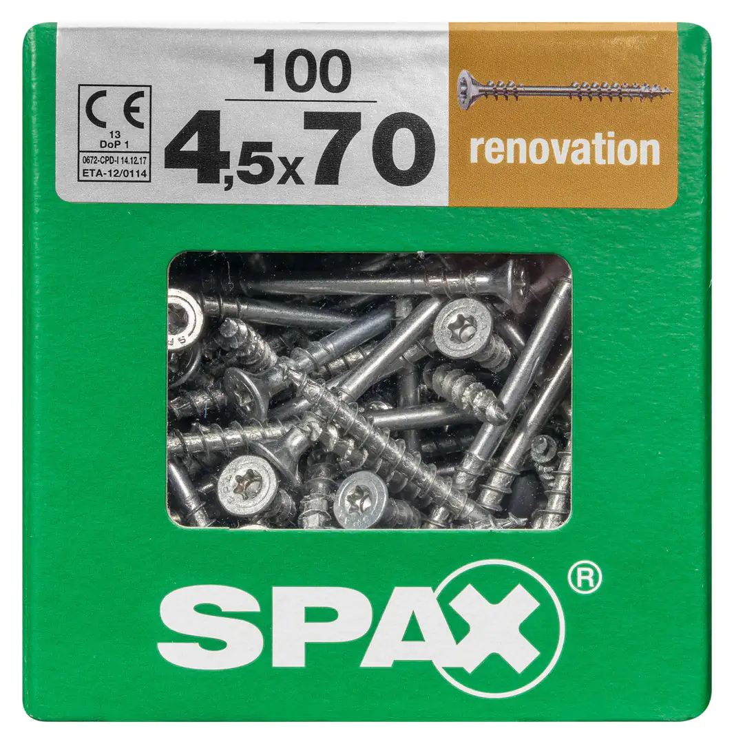 Spax Verlegeschrauben 4.5 x 70 mm TX 20 - 100 Stk. Spax Verlegeschrauben 4.5 x 70 mm TX 20 - 100 Stk.