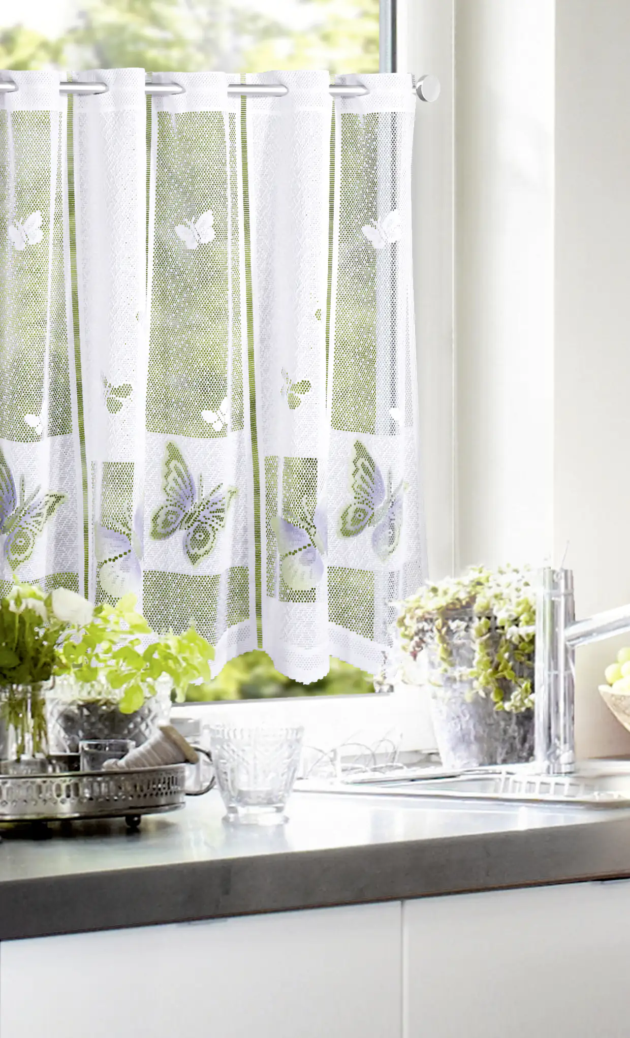 Neusser Collection Cafehausgardine blau-grün, 60 x 160 cm