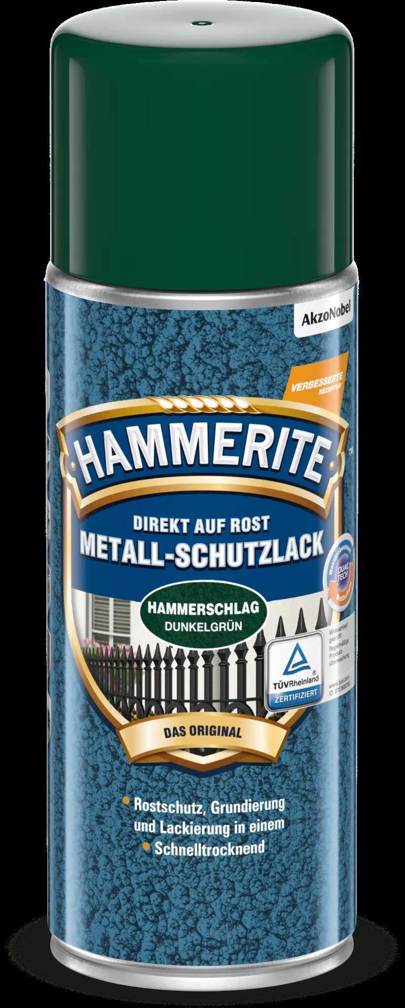 Hammerite Metall-Schutzlack Hammerschlag Spray 400 ml dunkelgrün  Hammerite Metall-Schutzlack Hammerschlag Spray 400 ml dunkelgrün