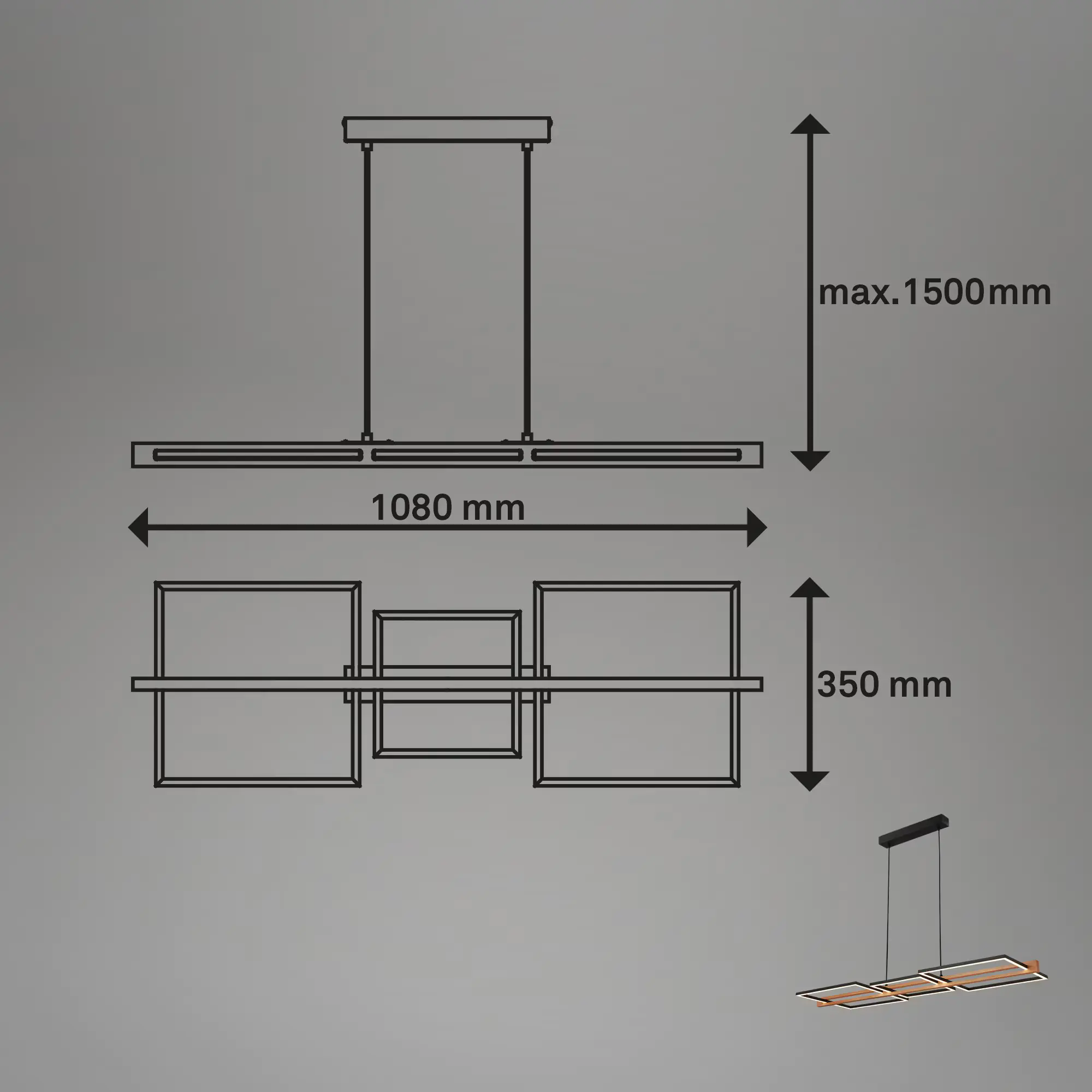 Briloner LED-Pendelleuchte MOLDURA  schwarz Holz 36W Briloner LED-Pendelleuchte MOLDURA  schwarz Holz 36W