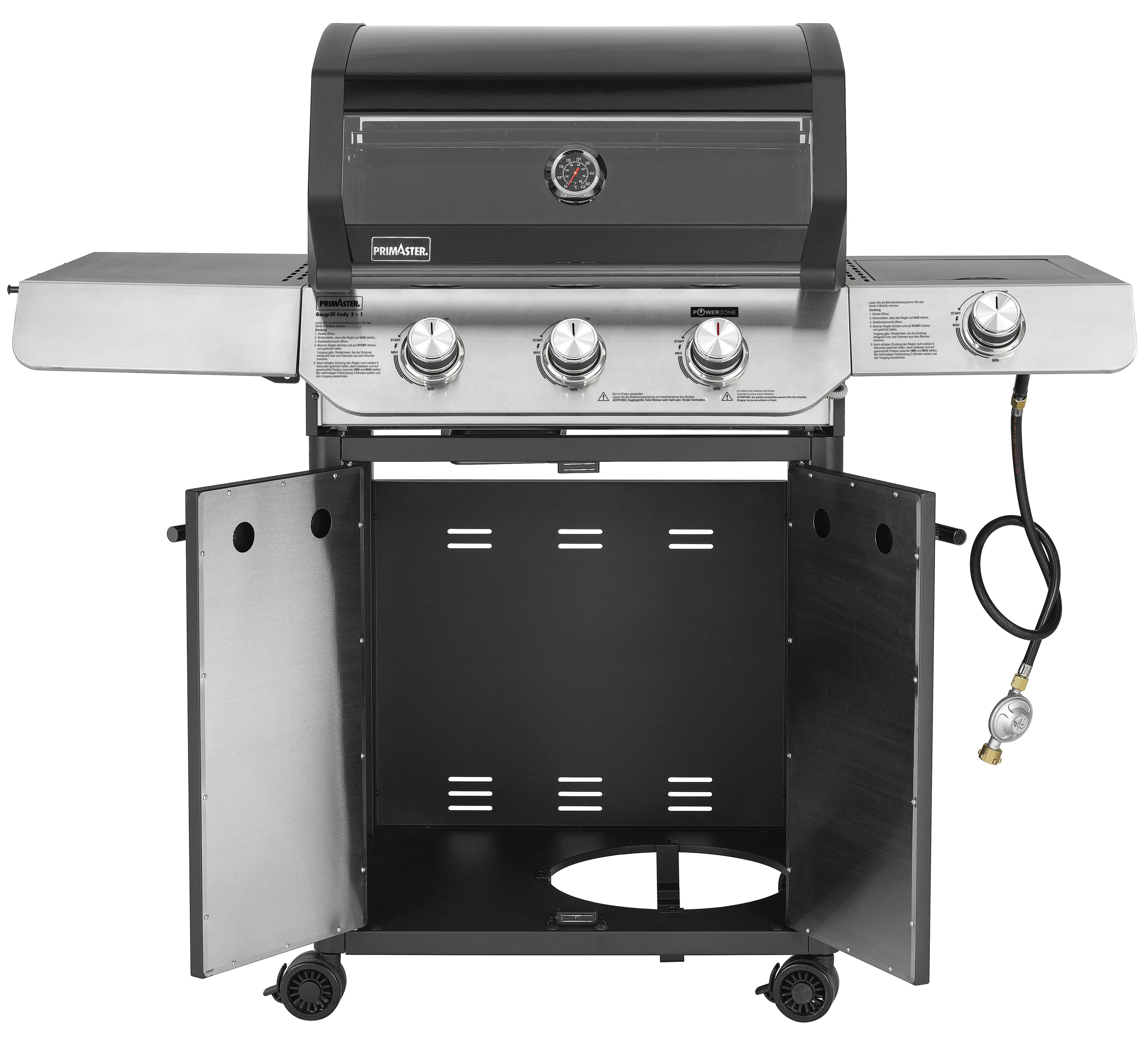 Primaster Gasgrill Cody Powerzone & Seitenbrenner Grillfläche: 63,5 x 48 cm 