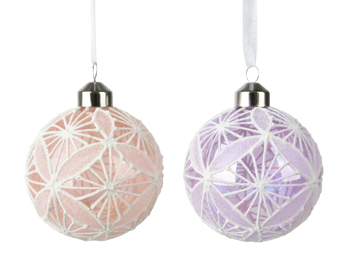Decoris Weihnachtskugeln aus Glas Ø 8 cm orange, lila Decoris Weihnachtskugeln aus Glas Ø 8 cm orange, lila