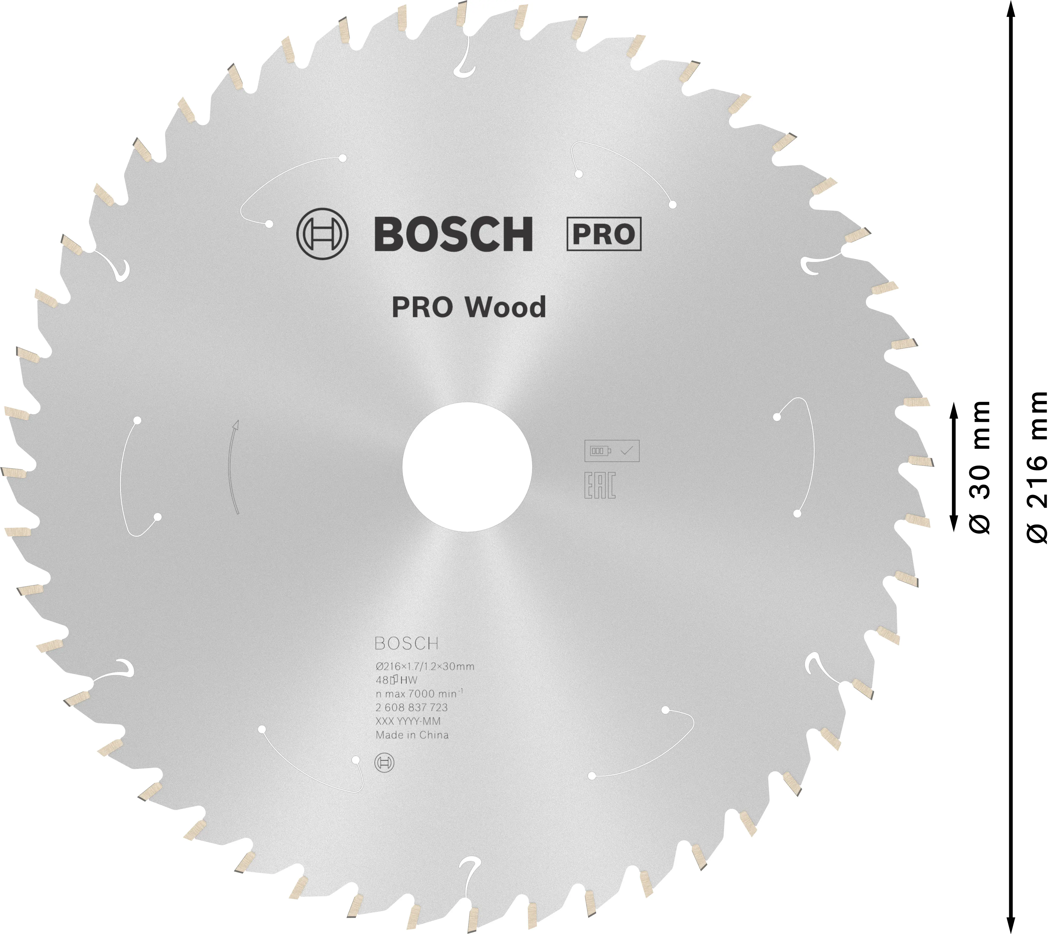 Bosch PRO Wood cordless Kreissägeblatt 216 x 1,7 x 30 mm T48 Bosch PRO Wood cordless Kreissägeblatt 216 x 1,7 x 30 mm T48