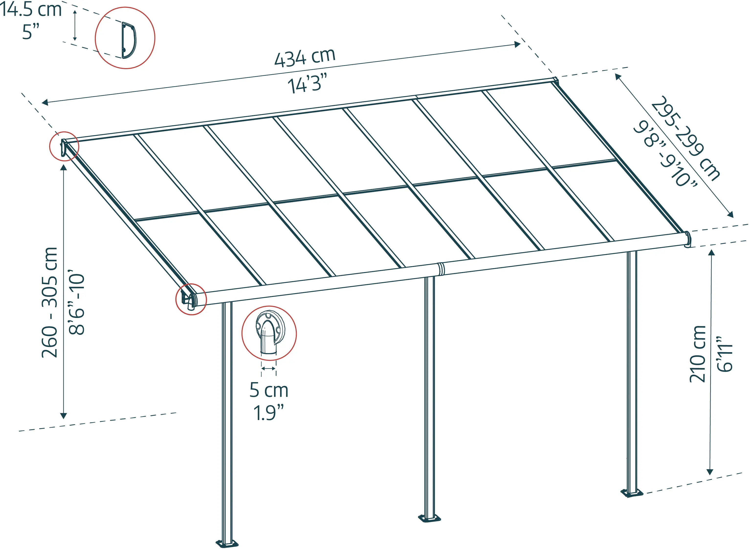 Canopia Terrassenüberdachung Sierra Cabrio 434 x 295 cm grau 