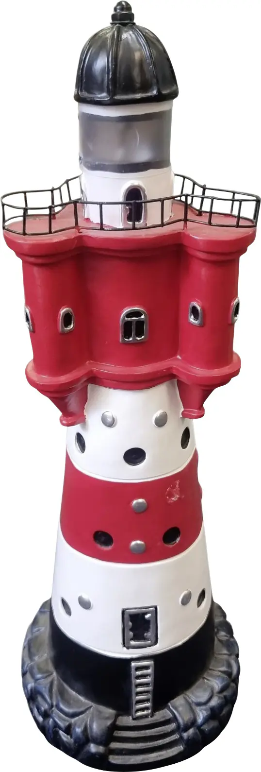 Dekofigur Leuchtturm Roter Sand 34 x 12 cm rot weiß 