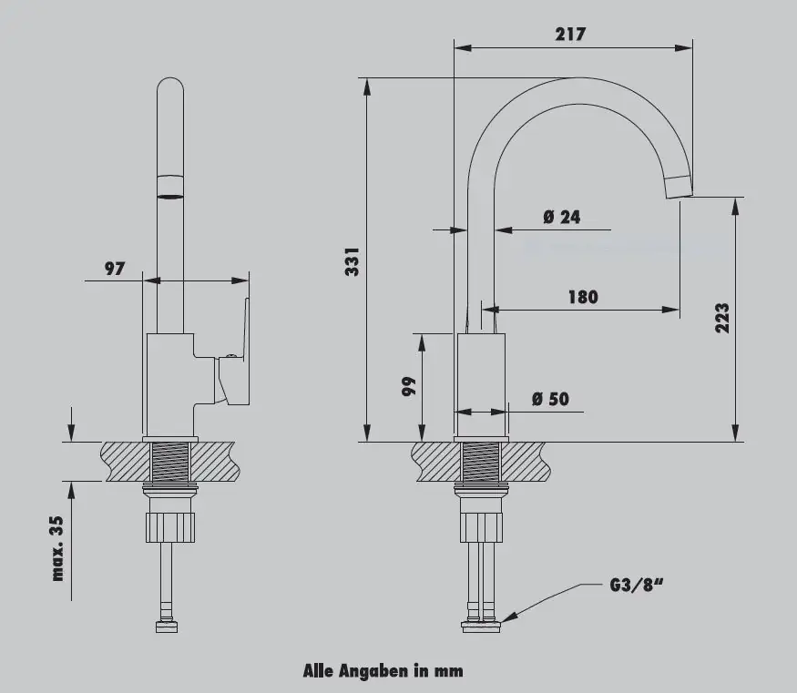 Primaster Küchenarmatur Münster granitgrau mit Wassersparfunktion Primaster Küchenarmatur Münster granitgrau mit Wassersparfunktion