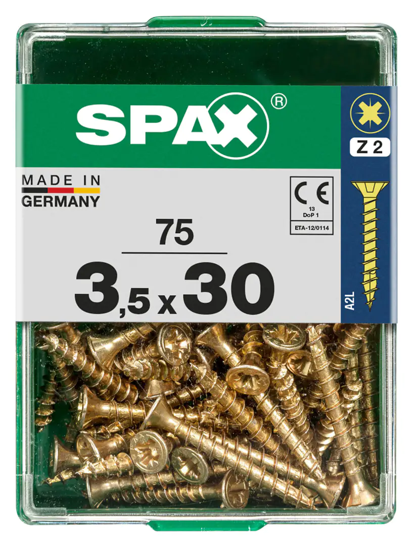 Spax Universalschrauben 3.5 x 30 mm PZ 2 - 75 Stk. Spax Universalschrauben 3.5 x 30 mm PZ 2 - 75 Stk.