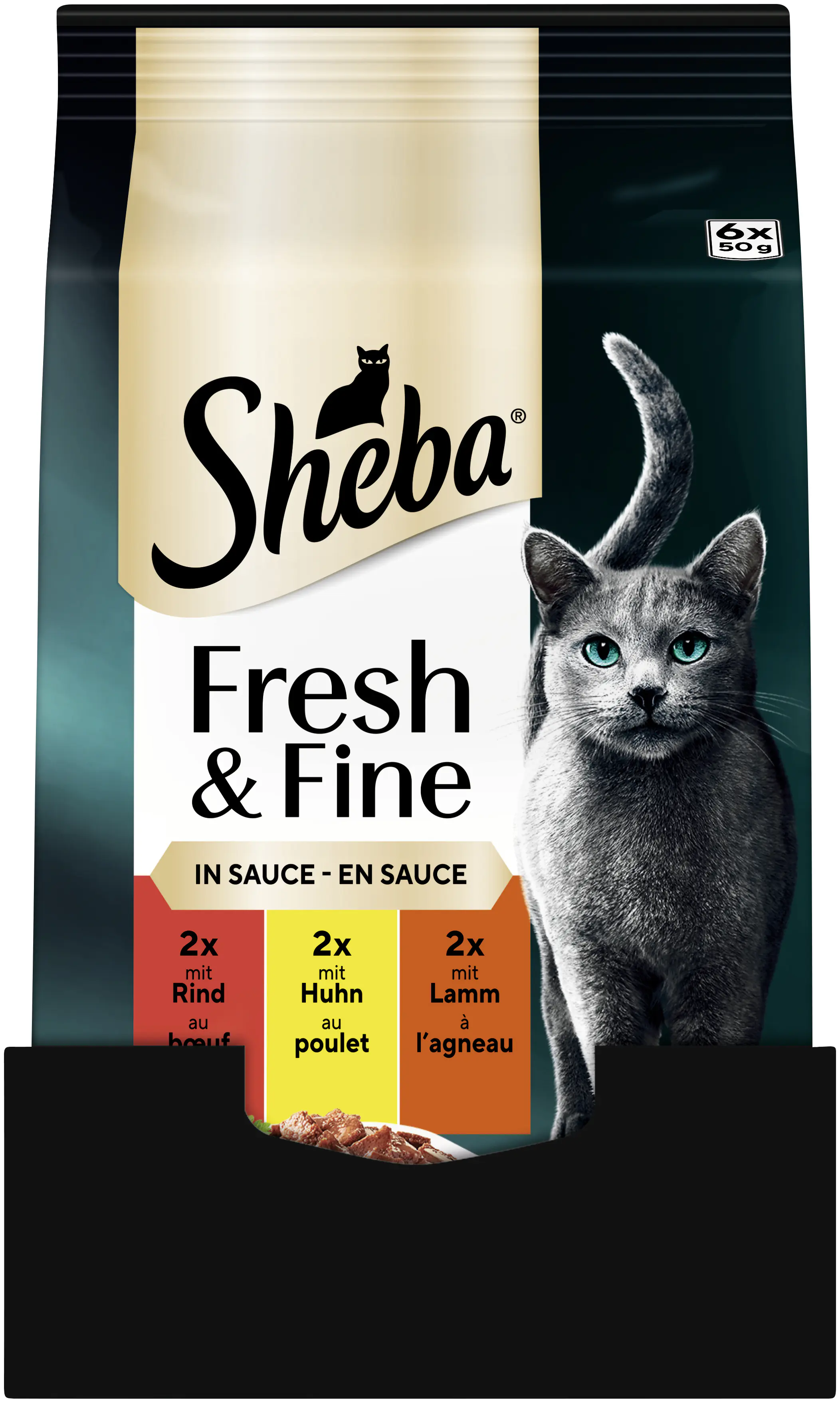 Sheba Fresh & Fine Katzennassfutter  6 x 50 g Rind, Huhn & Lamm