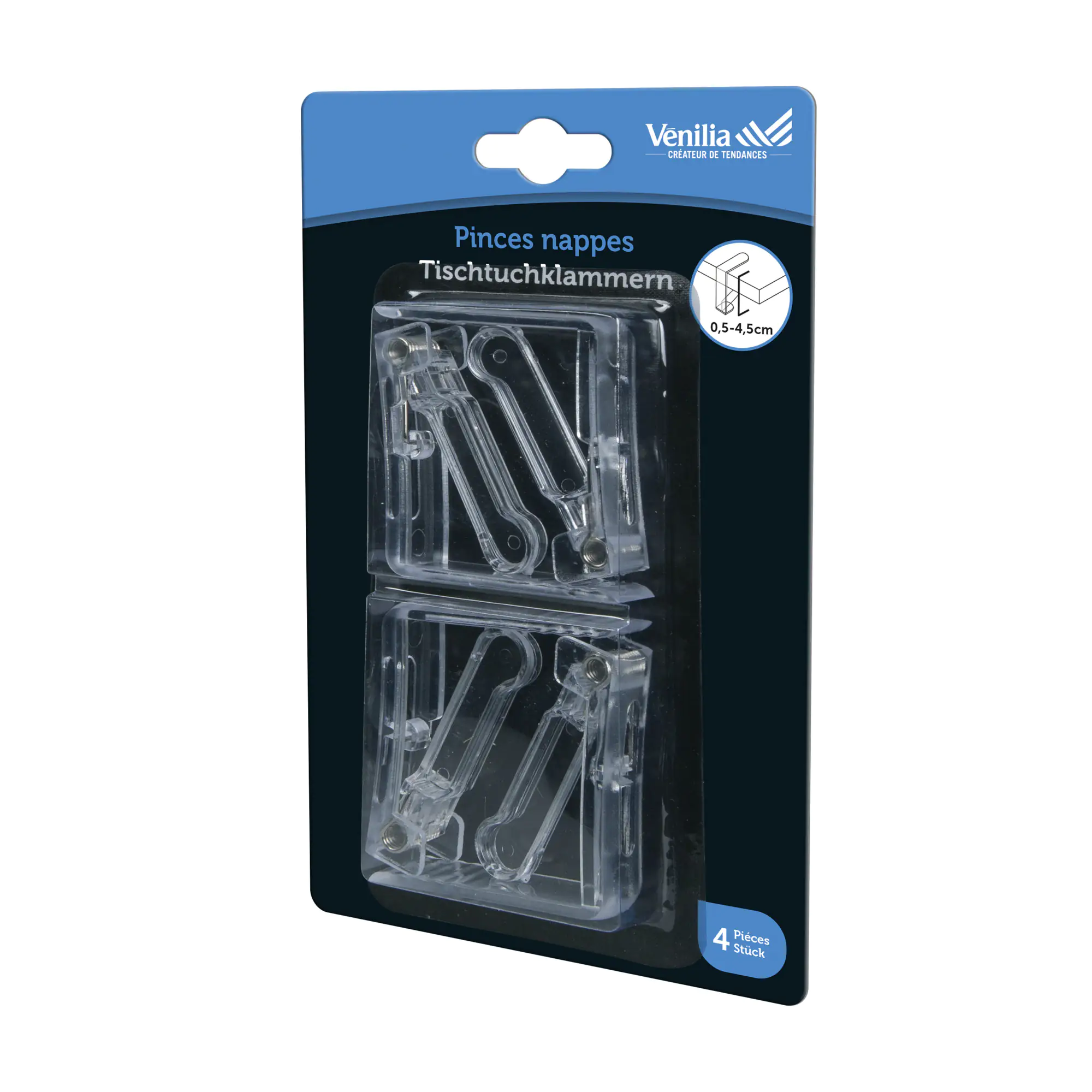 Venilia Tischtuchklammer transparent 4 Stück