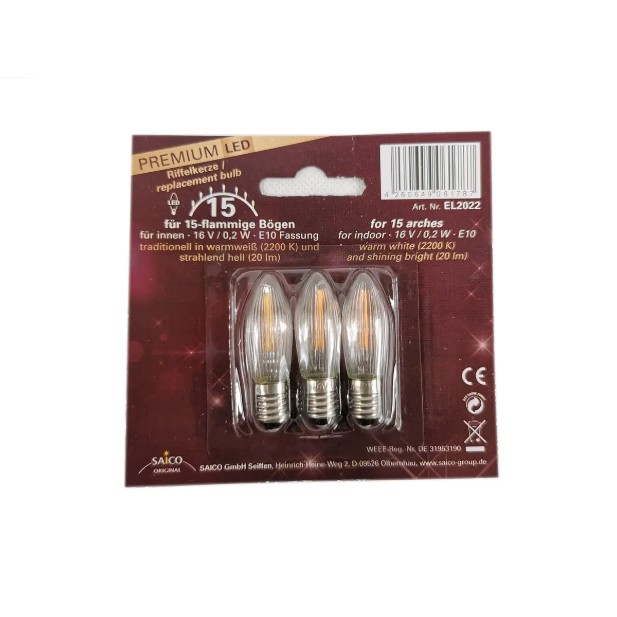 Saico LED-Ersatzlampe, E 10, 16 V, 0,2 W