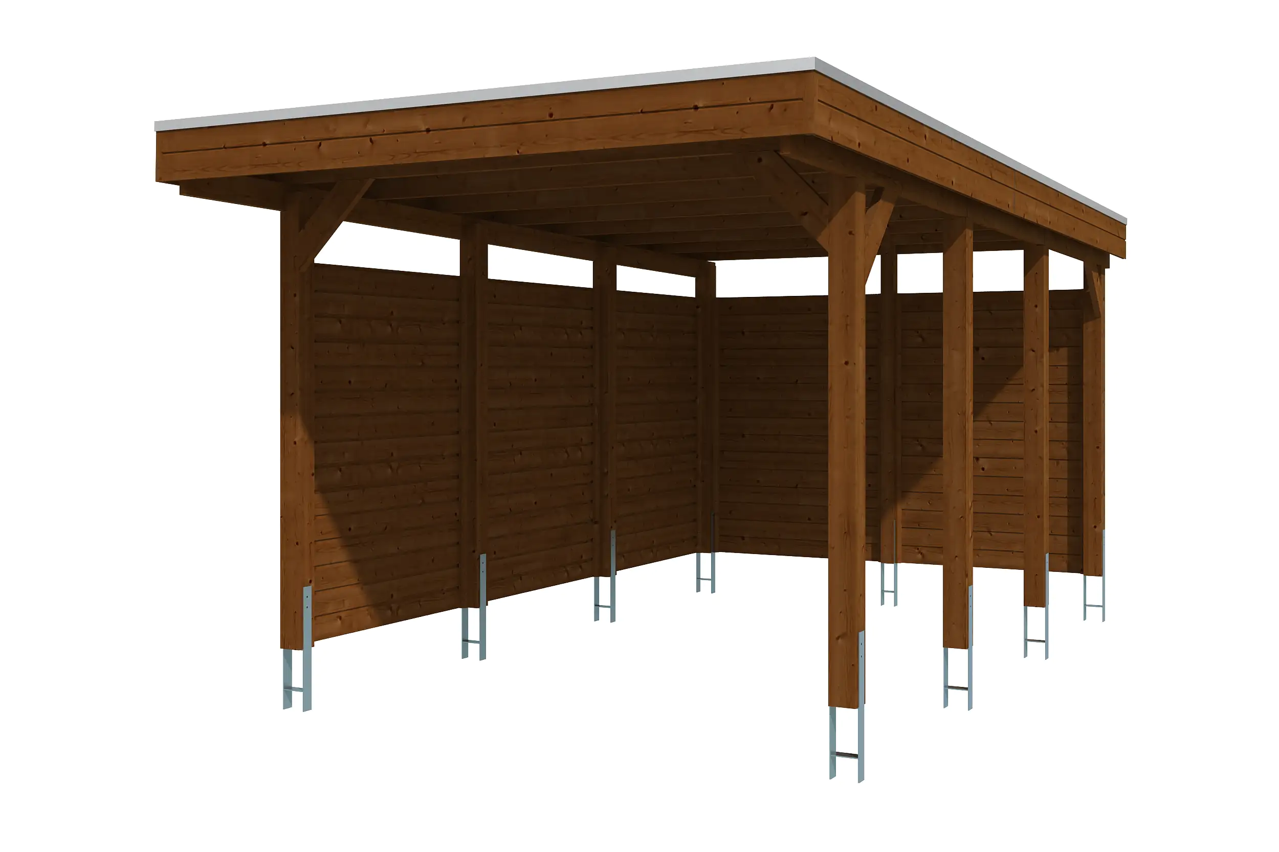 4018211034345_02 SKAN HOLZ Carport Friesland Set 1 314 x 555 cm, lasiert in Nussbaum