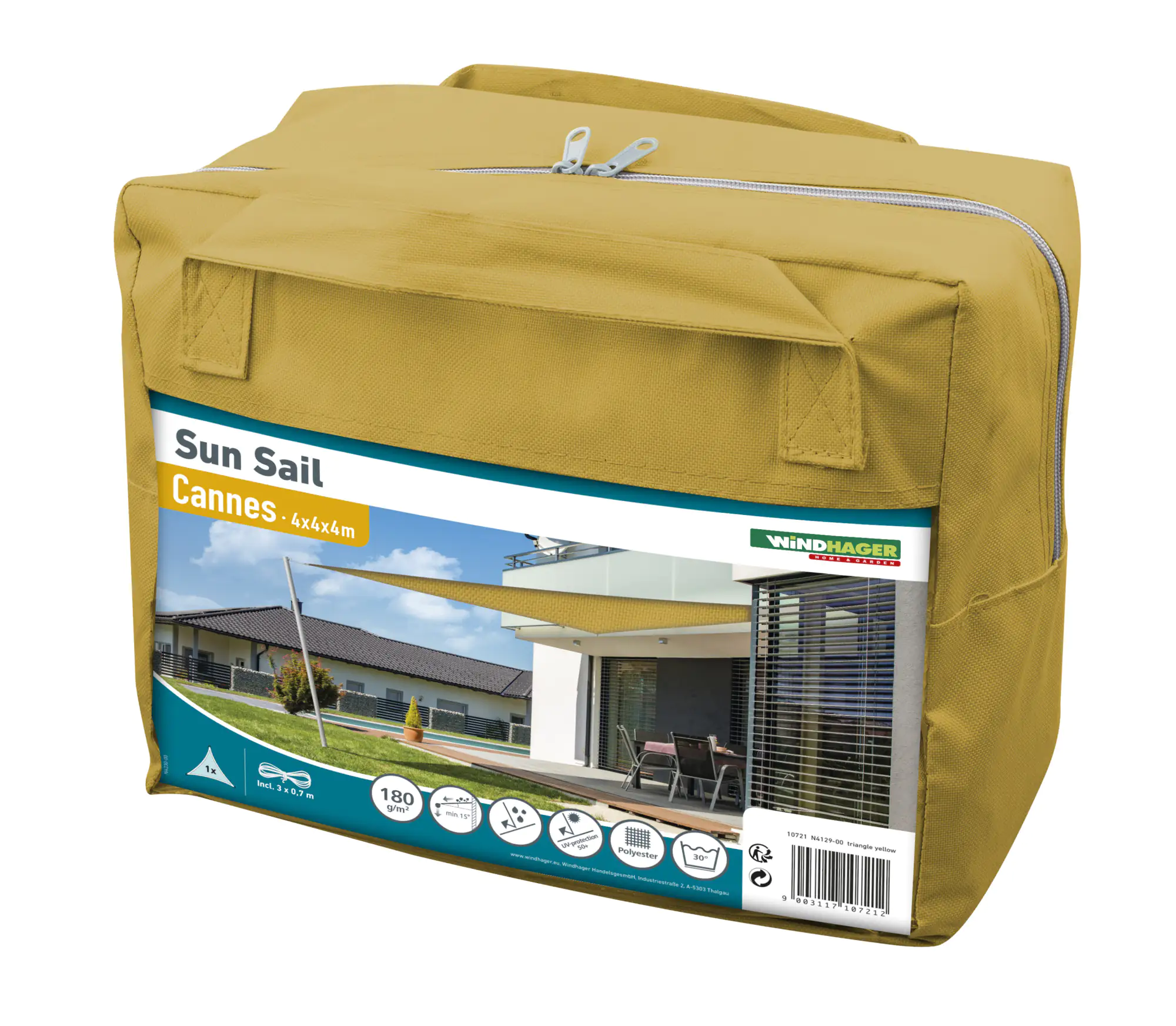 Windhager Sonnensegel Cannes gelb 4 x 4 x 4 m