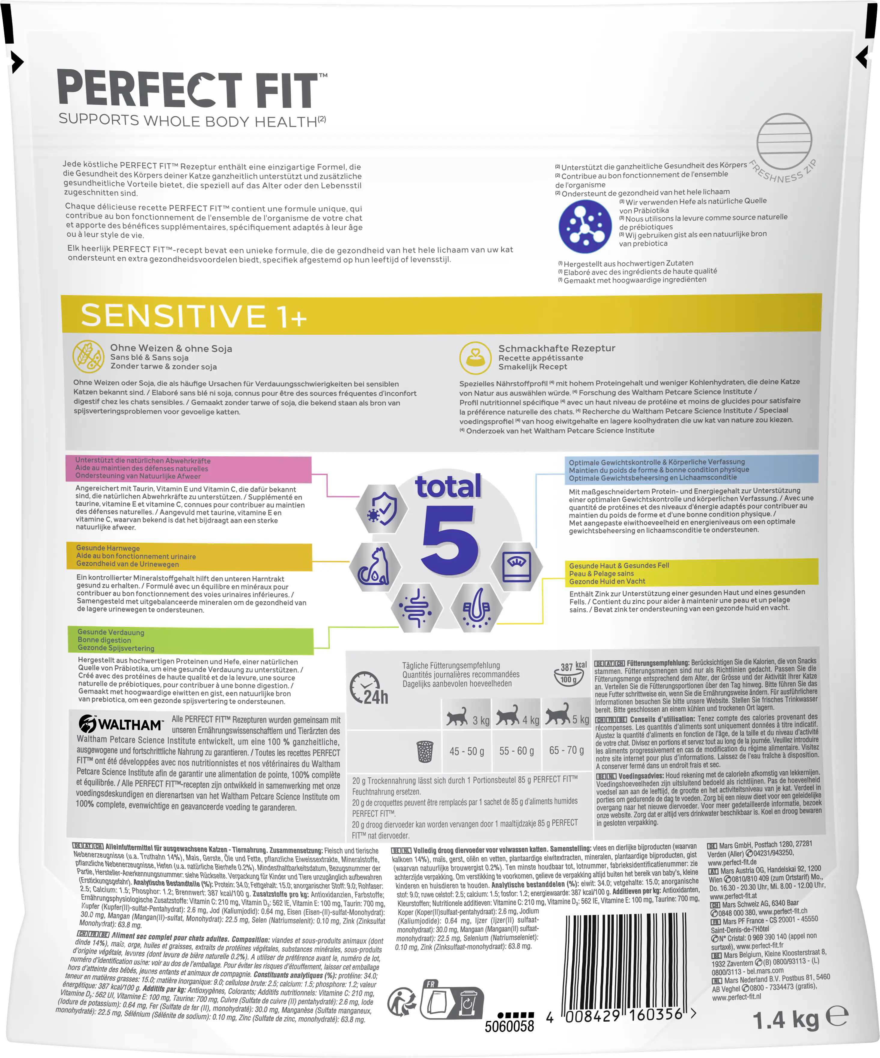 Perfect Fit Sensitiv 1+ Katzentrockenfutter Adult 1,4 kg Truthahn