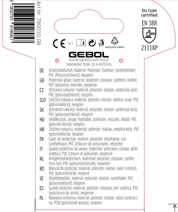 Gebol Handschuh Cornus  