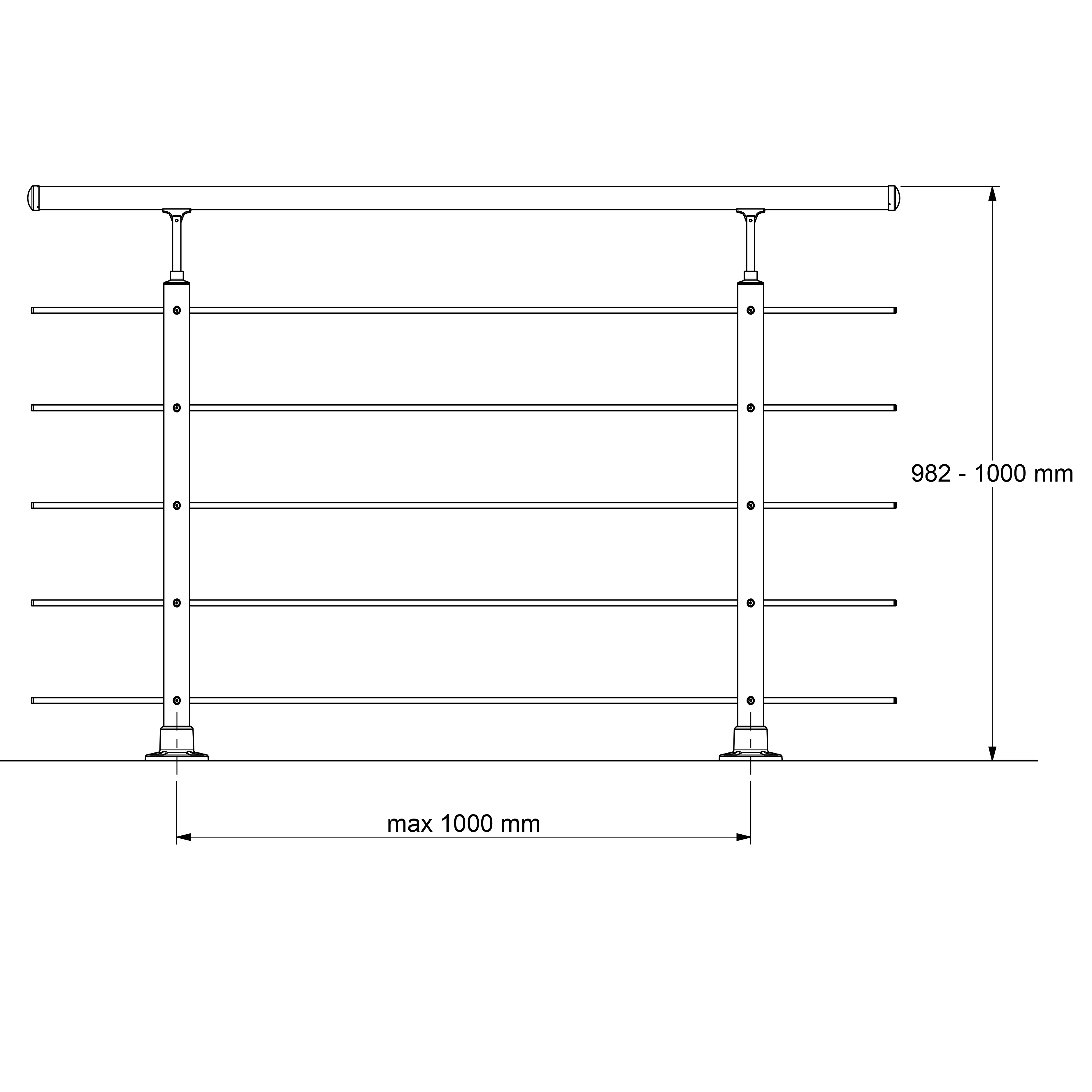 DOLLE Geländerset PS 030 Aluminium mit Buchehandlauf 150 cm