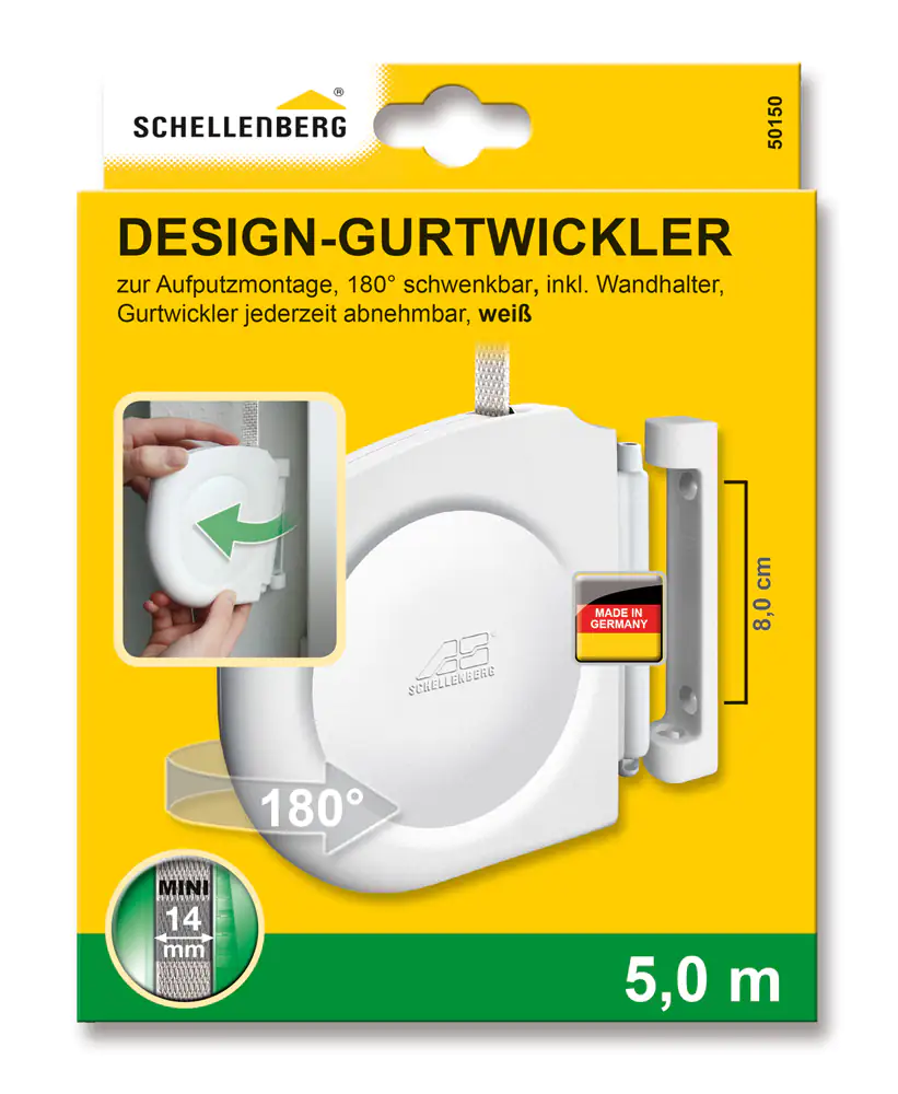 Schellenberg Design Aufschraubwickler Gurtwickler Mini weiß mit Gurt
