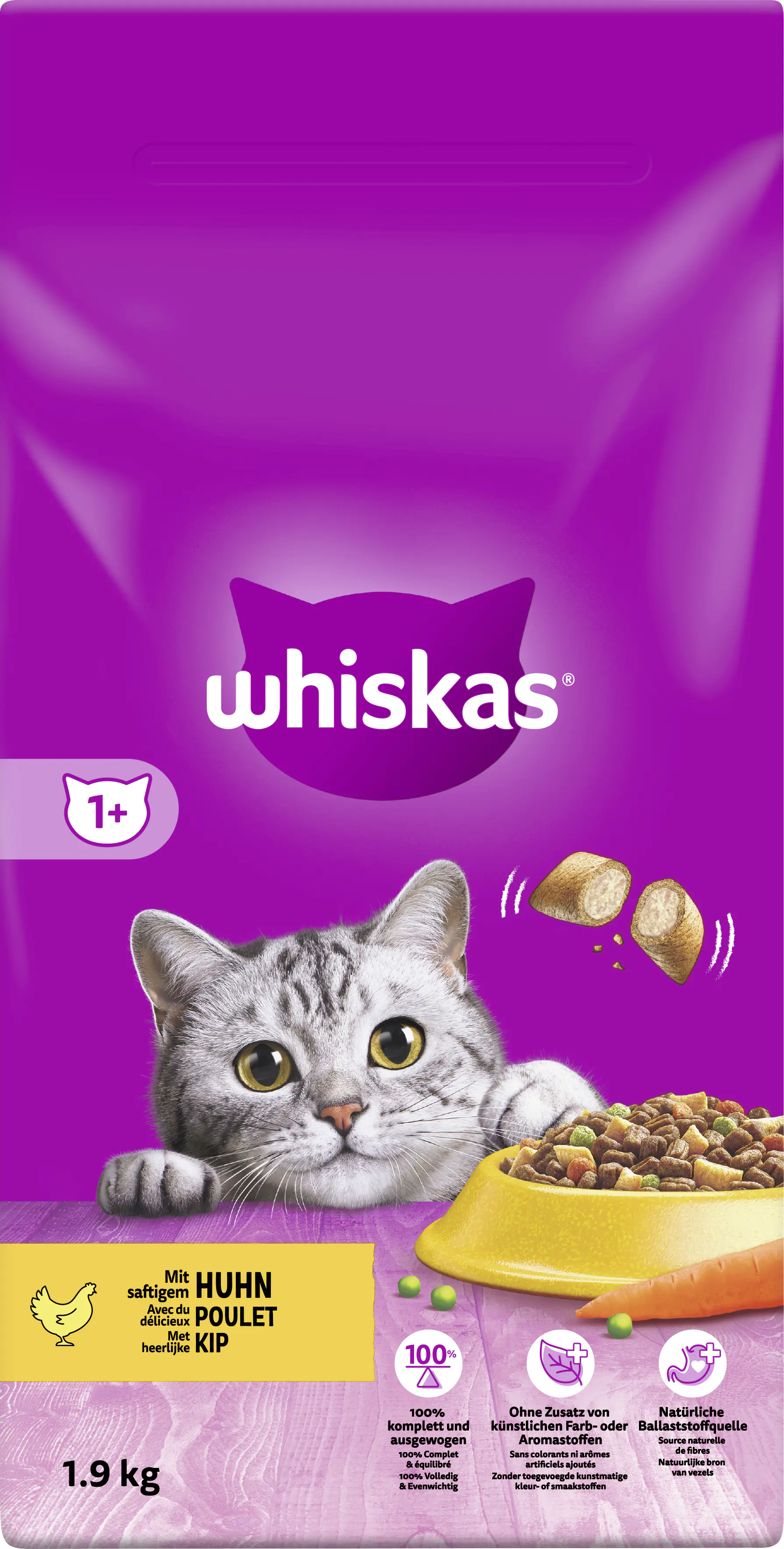 WHISKAS® Beutel Trocken Adult 1+ mit Huhn 1,9 kg 1,9 kg