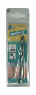 Wolfcraft Holzspiralbohrer CV Sechskant-Schaft 7264000 Ø 6 mm Sechskant
