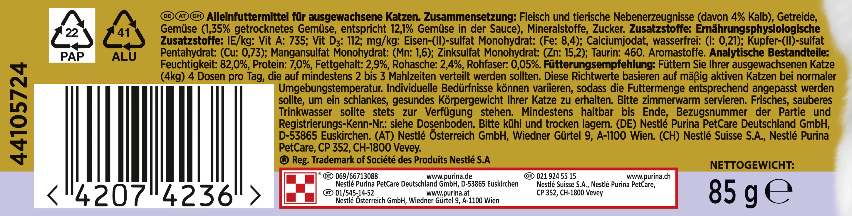 Gourmet Gold Zarte Häppchen in Sauce mit Kalb und Gemüse 85 g Gourmet Gold Zarte Häppchen in Sauce mit Kalb und Gemüse 85 g
