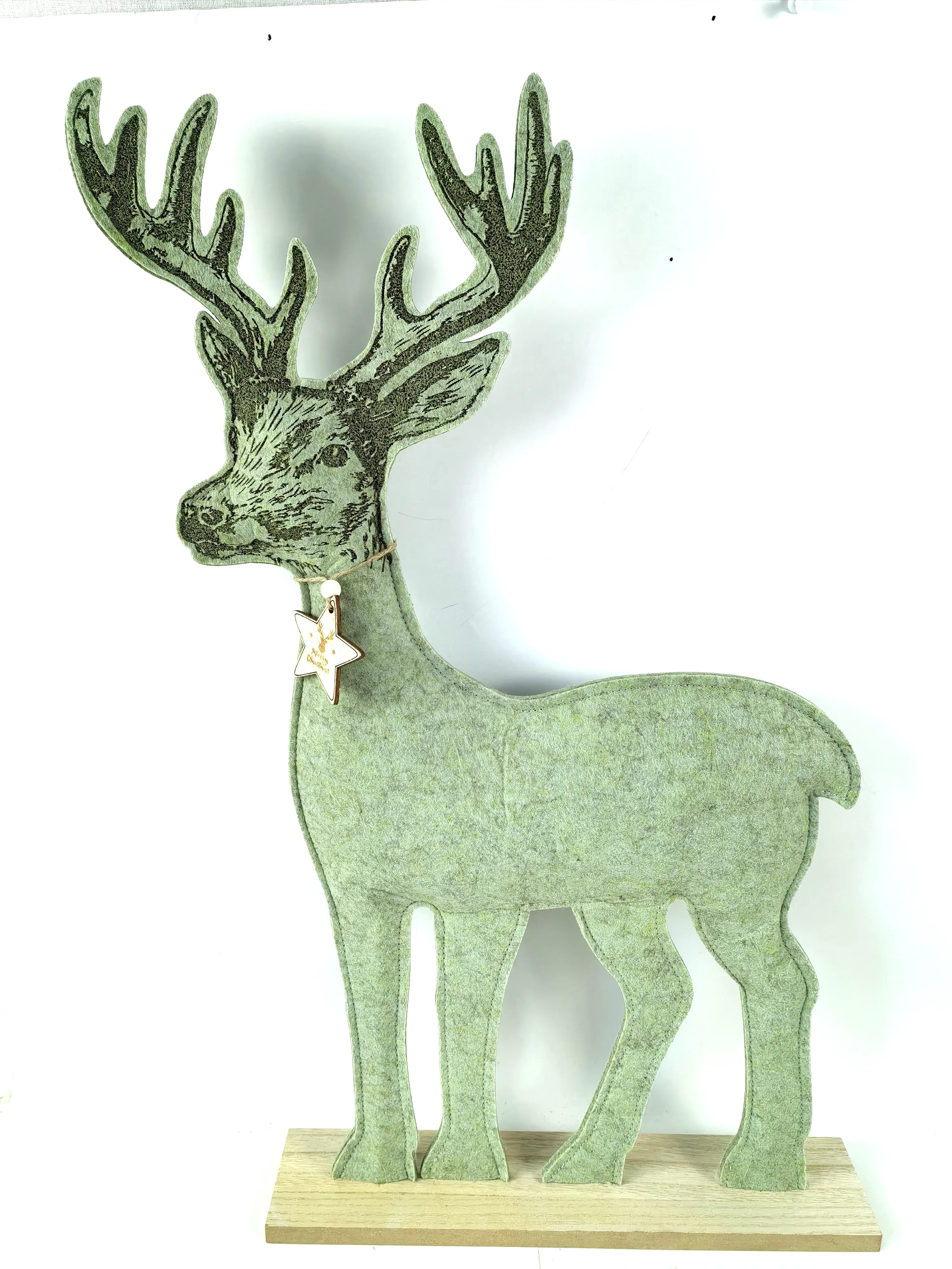 TrendLine Dekofigur Holz Hirsch 59 x 5 x 38 cm grün