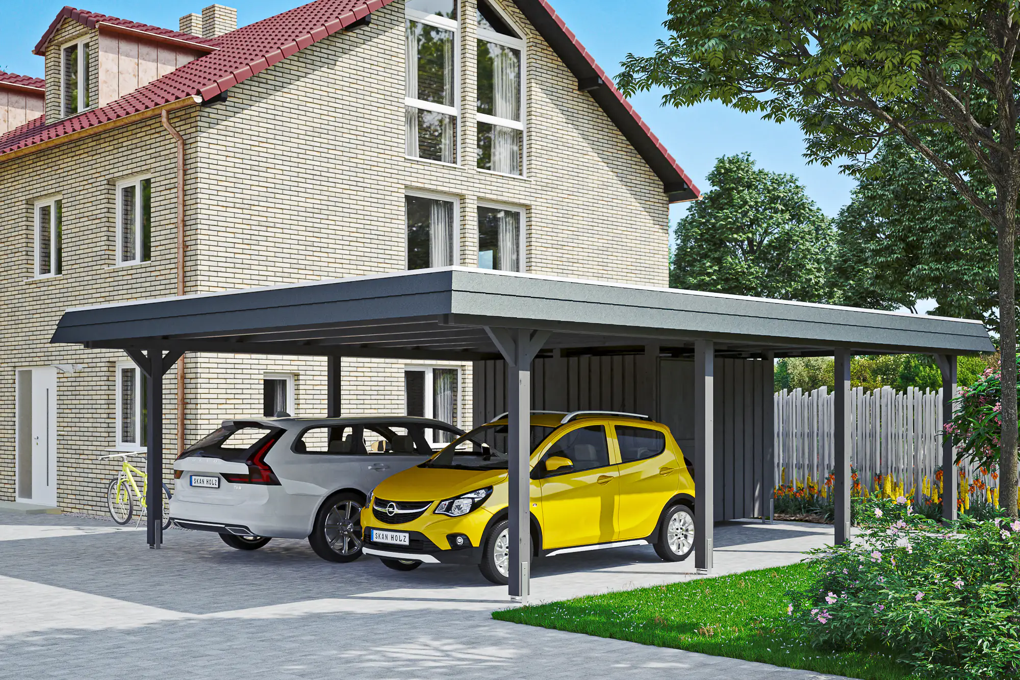 SKAN HOLZ Carport Wendland mit Abstellraum 630 x 879 cm mit Aluminiumdach