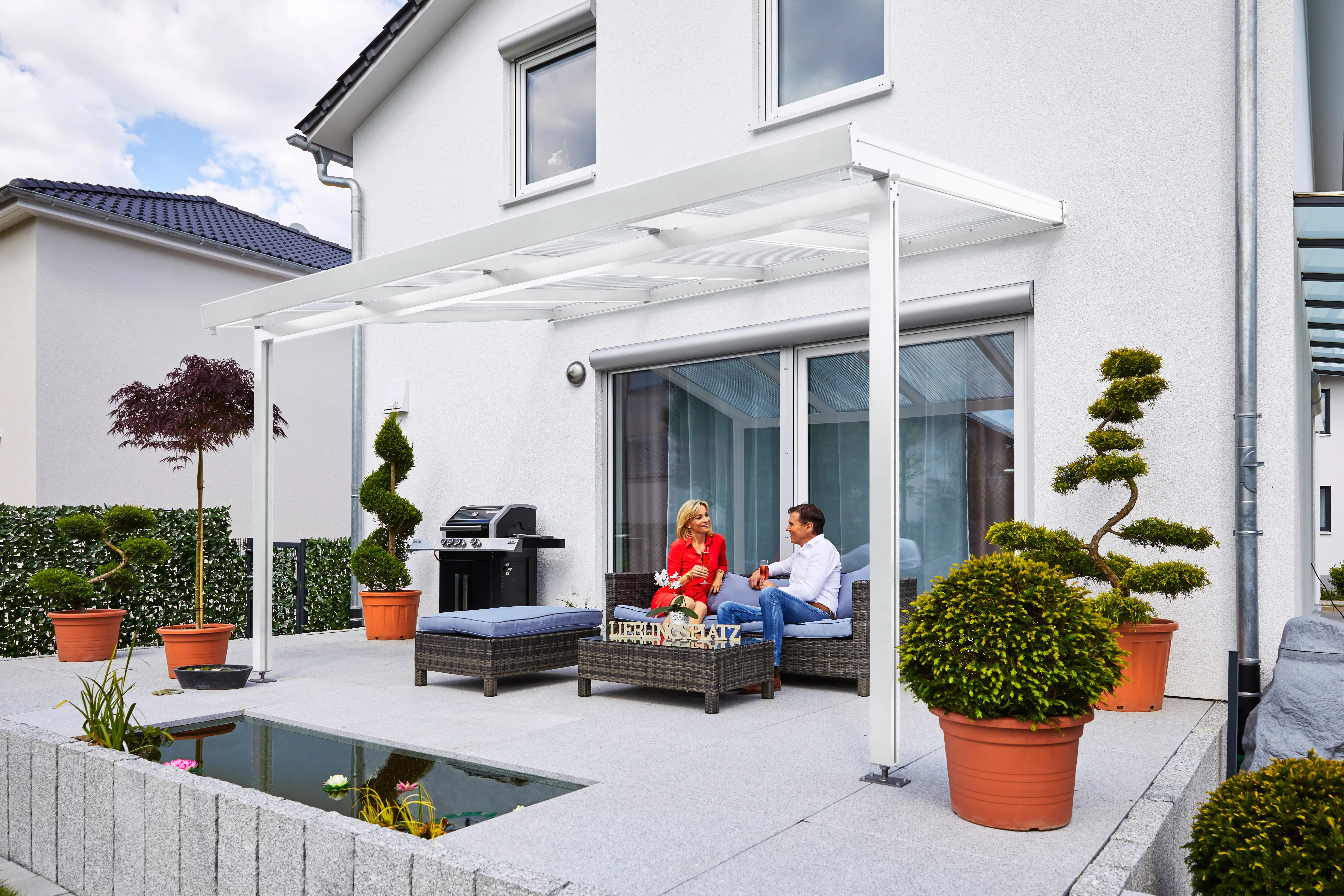 Gutta Premium Terrassendach 410,2 x 306 cm weiß Klima blue 16 mm